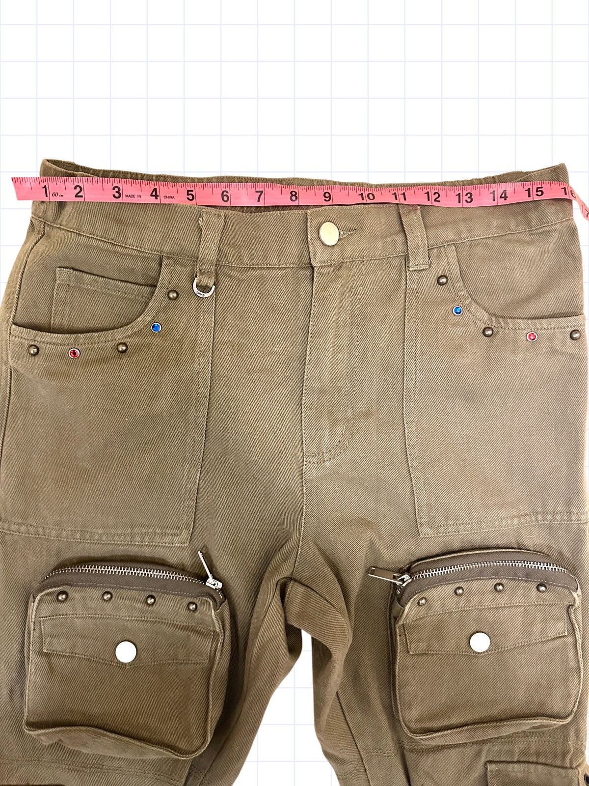Japanese Brand × Vintage Japanese Twill Embellished Bondage Pouch Pockets Pants XL Size US 32 / EU 48 - 8 Thumbnail