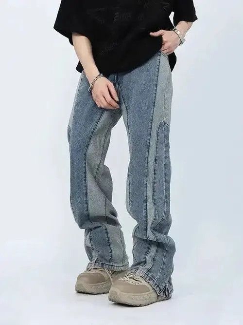 Japanese Brand × Vintage Kanye Y2K Streetwear Washed Blue Baggy Stacked Jeans Size US 33 - 1 Thumbnail