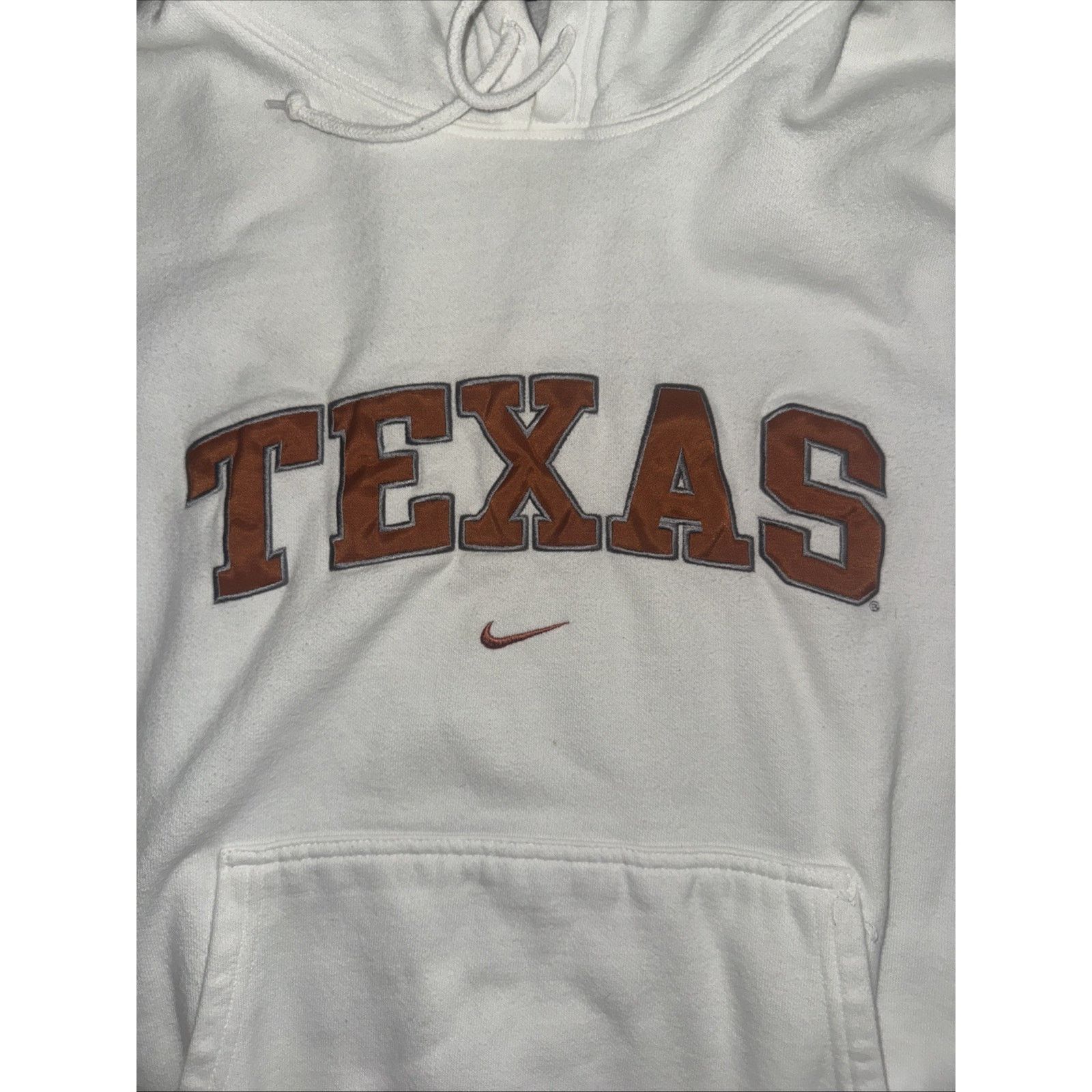Nike × Vintage Nike Center Swoosh Texas Hoodie White University Longhorns Size US XL / EU 56 / 4 - 2 Thumbnail