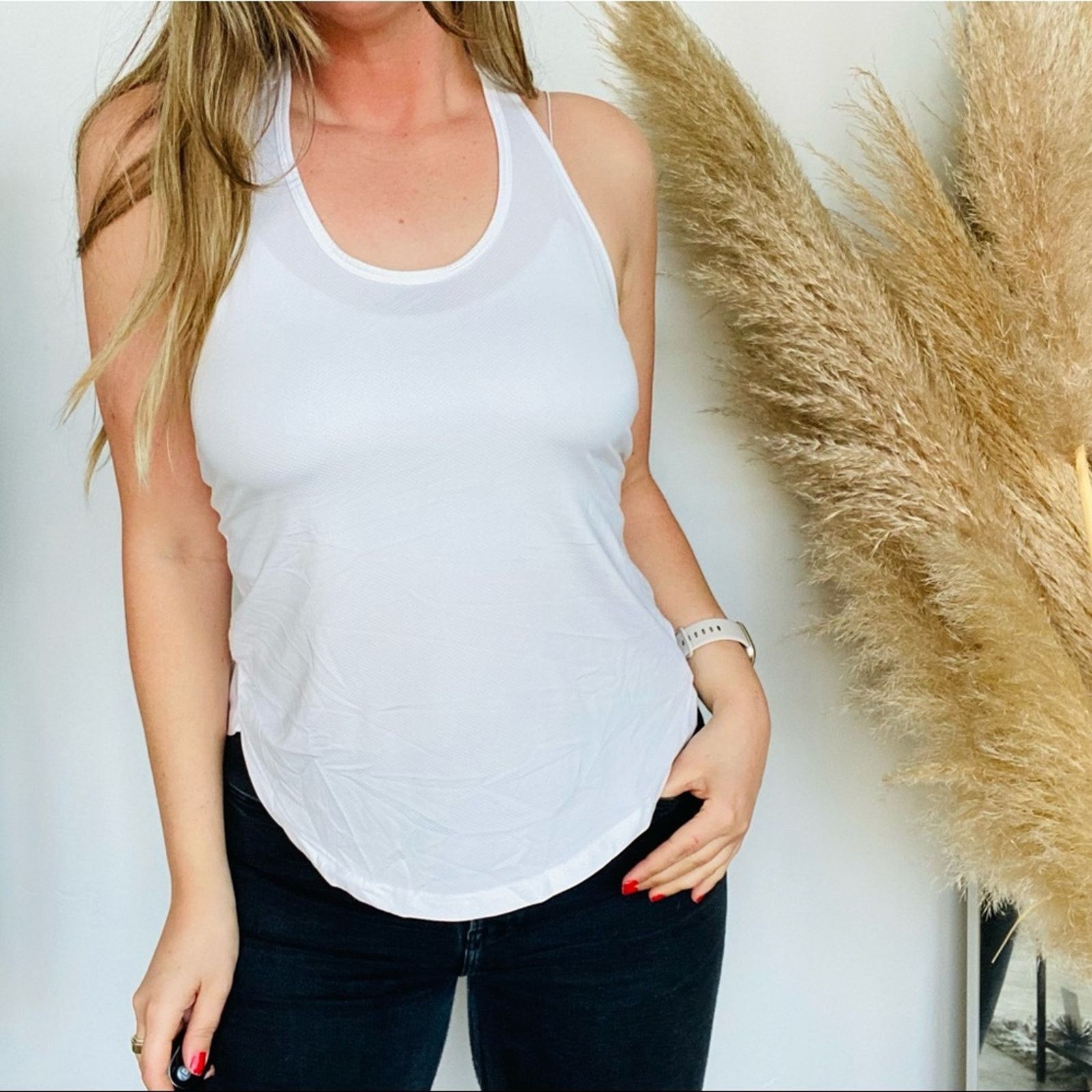 Old Navy OLD NAVY ACTIVE White Grey Open Back Athletic Tank Top Shirt Size S / US 4 / IT 40 - 3 Thumbnail