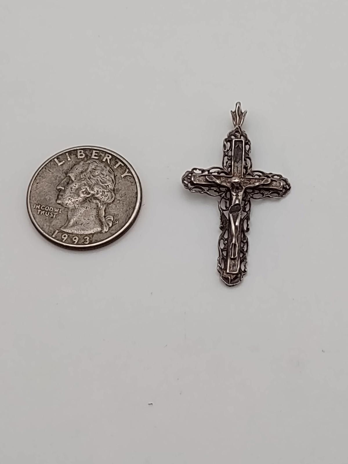 Other Sterling Silver Filigree Crucifix Cross Pendant 925 Size ONE SIZE - 2 Thumbnail