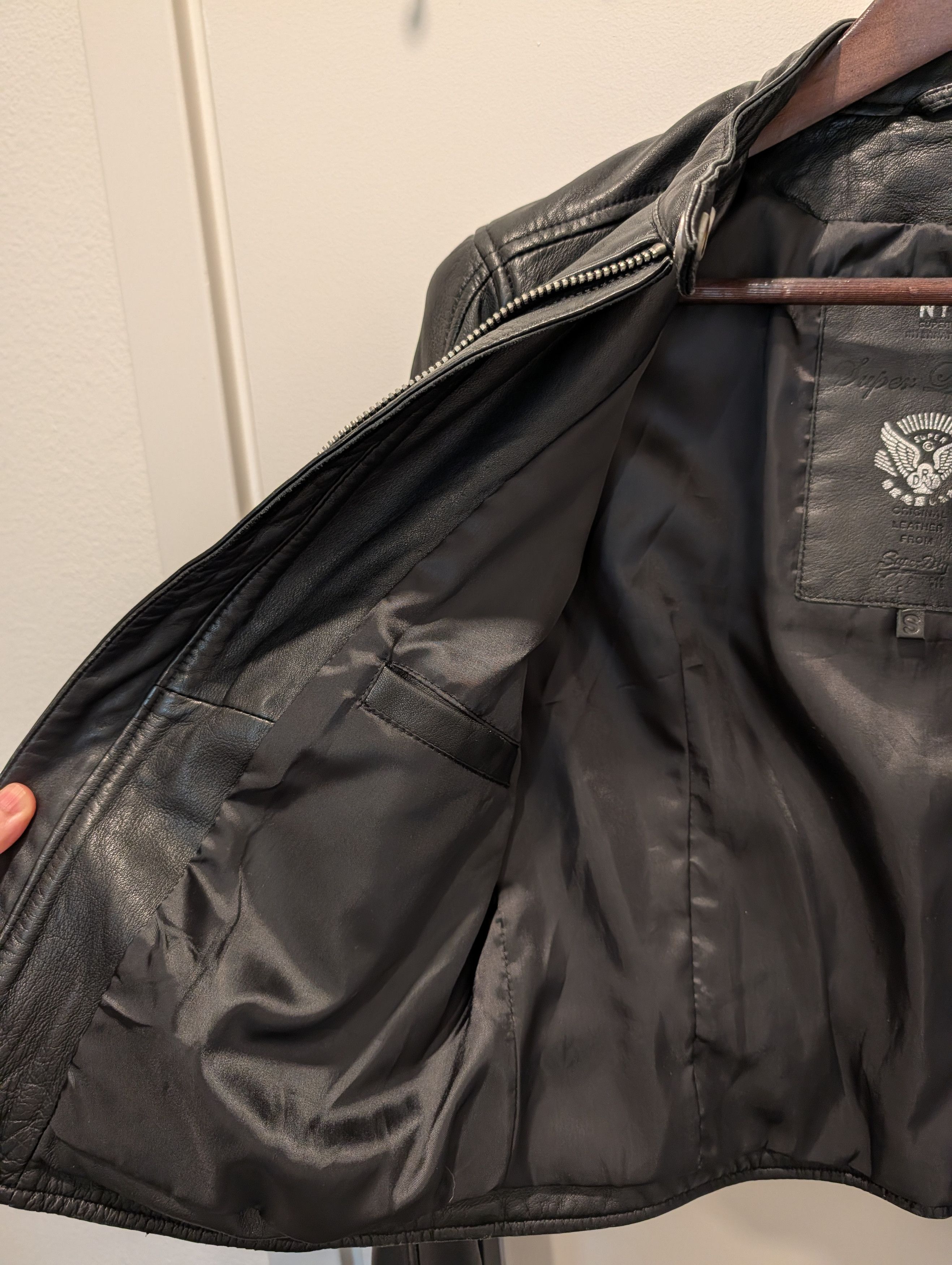 Superdry Superdry Black Leather Jacket for Women Size S Size S / US 4 / IT 40 - 8 Thumbnail