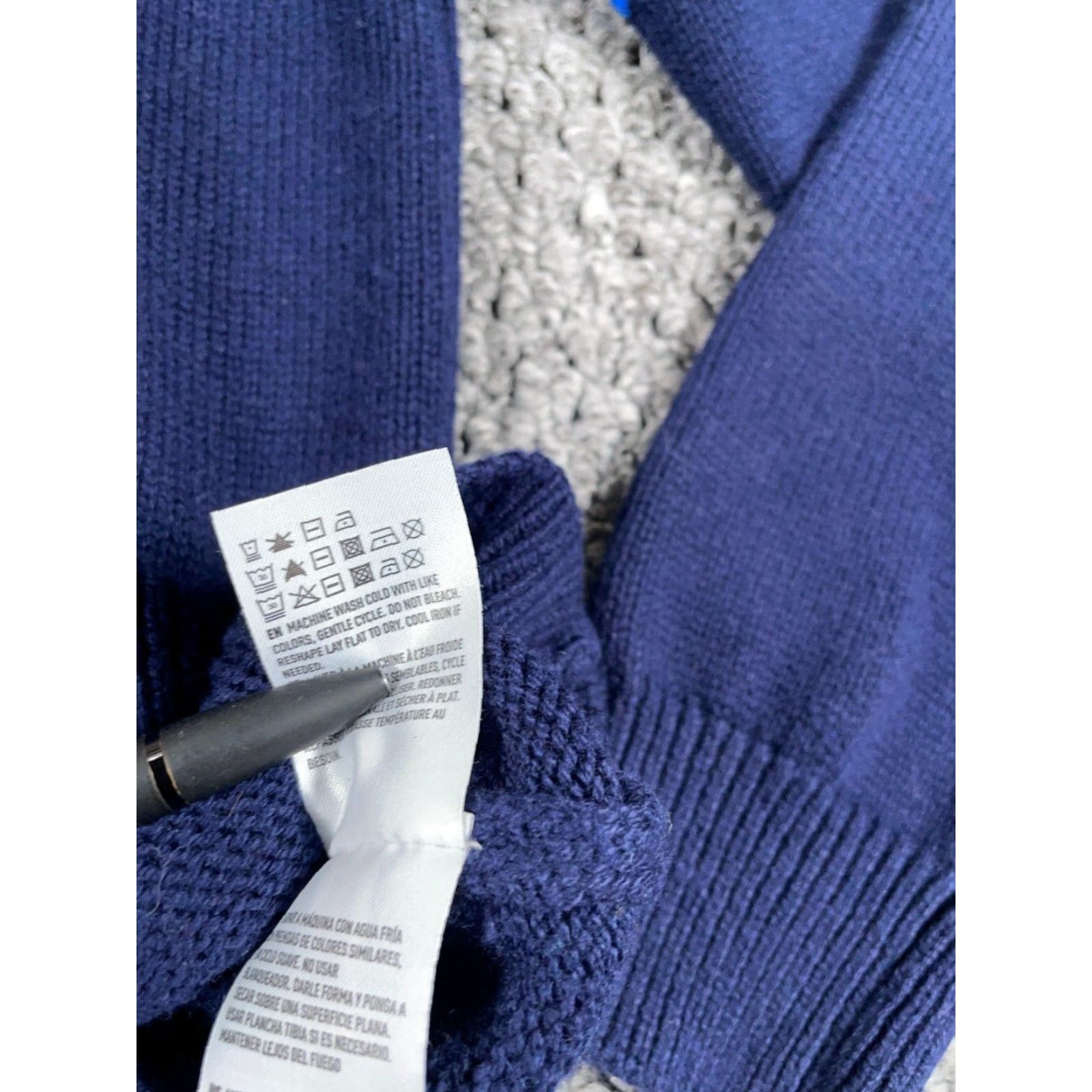 American Eagle Outfitters AMERICAN EAGLE OUTLETTERS Geometric Pattern Sweater Big & Tall LT Dark Blue Chunky Knit Pullover Mens 90s Retro Size US L / EU 52-54 / 3 - 7 Thumbnail