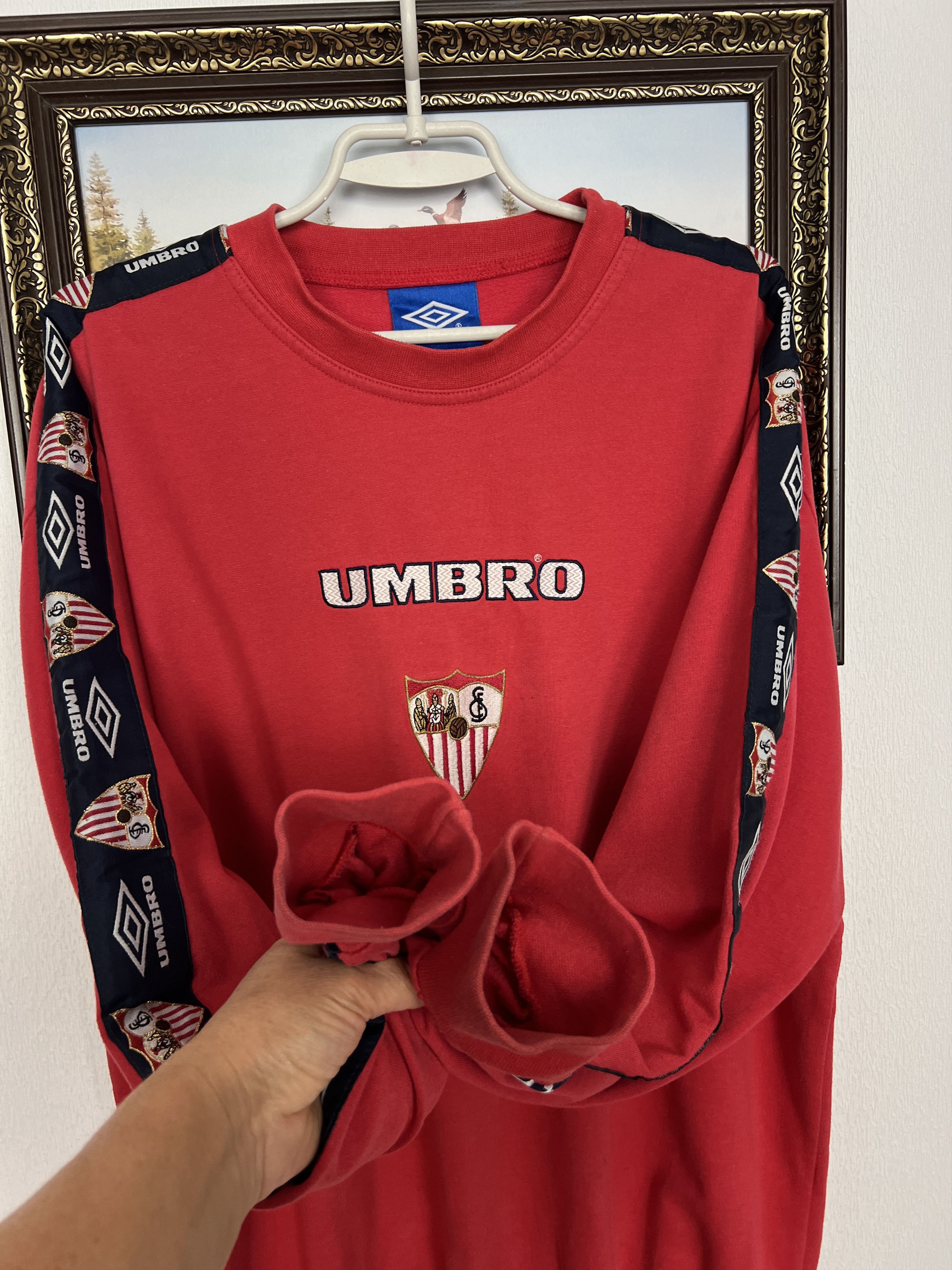 Umbro Vintage Sevilla Football Sweatshirt Red Soccer Crewneck Size US L / EU 52-54 / 3 - 4 Thumbnail