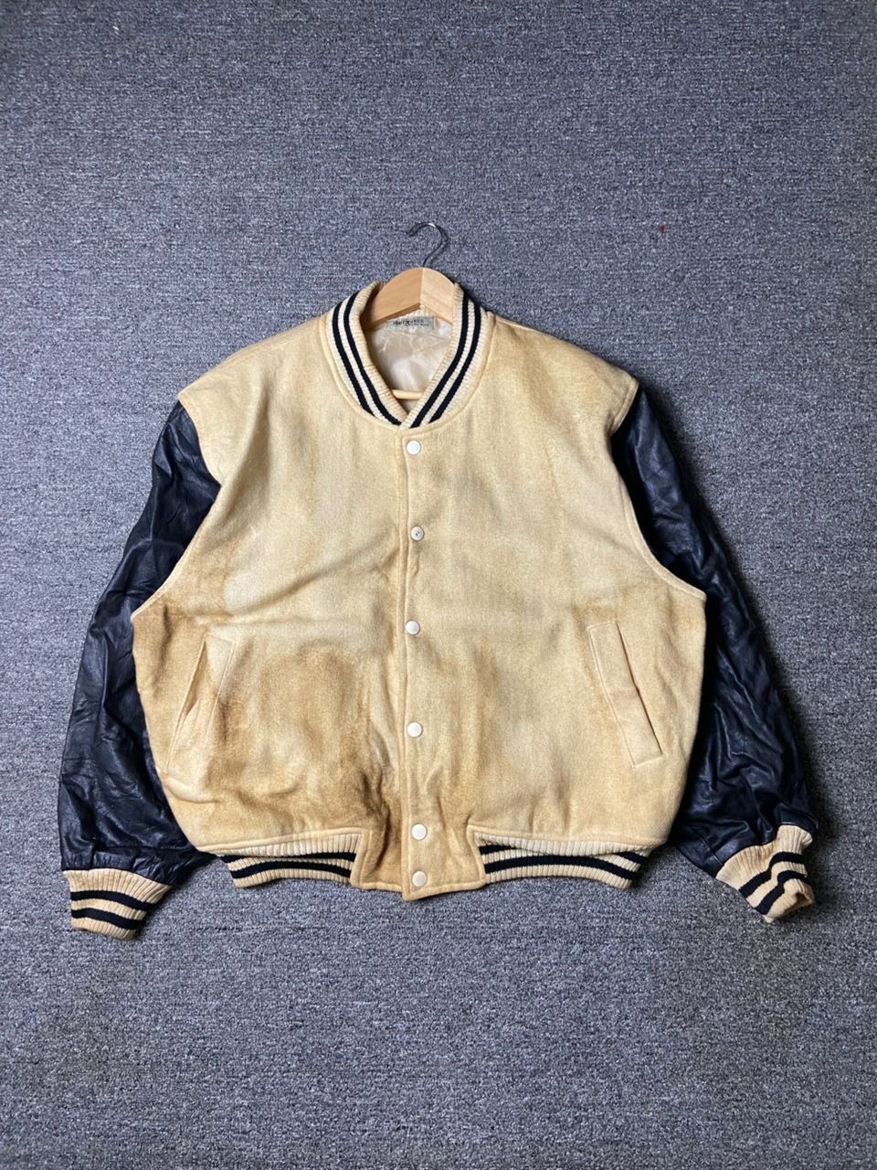 Japanese Brand Vintage Root Three Varsity Jacket with Leather Sleeves (177) Size US M / EU 48-50 / 2 - 1 Thumbnail