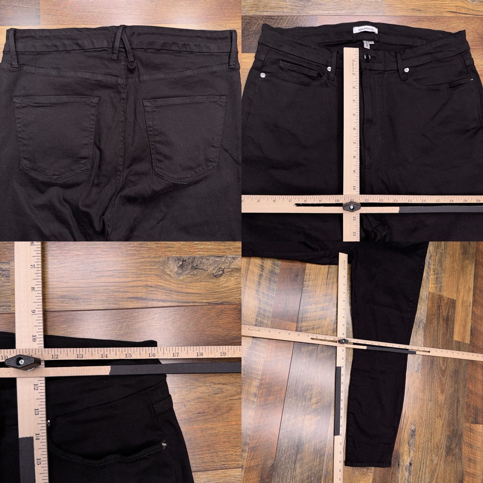 Good American Good American Jeans Womens 18 Black High Rise Crop Stretch 5-Pocket Denim Button Zip 25.5 In Inseam Plus Rise High City Size 40" / US 18 - 8 Thumbnail