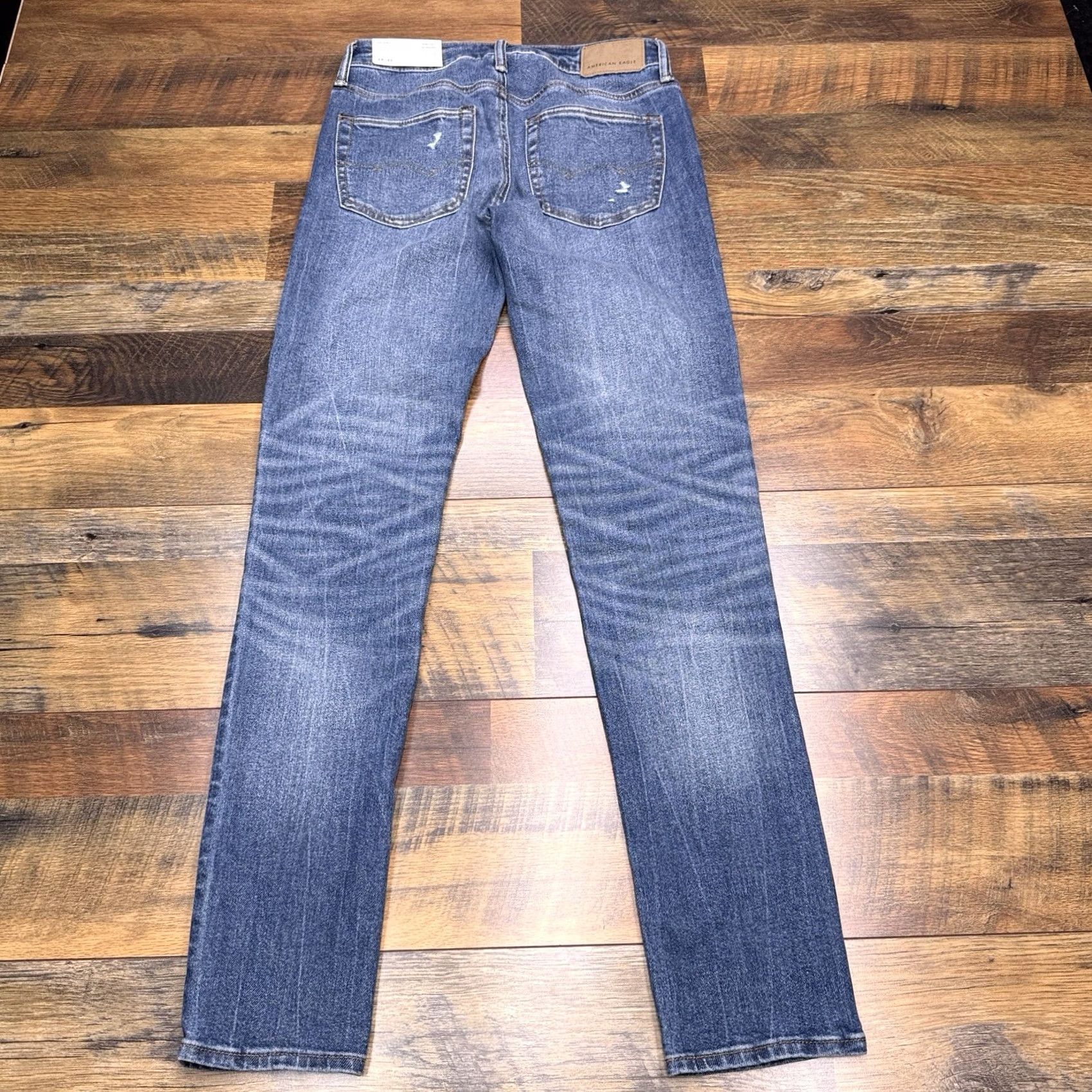 American Eagle Outfitters American Eagle Outfitters Jeans Male 28x32 Slim Distressed Button Logo Belt Loops 5-Pocket Denim Blue Cotton Blend Mid Rise Skinny Modern Comfort Size US 28 / EU 44 - 3 Thumbnail