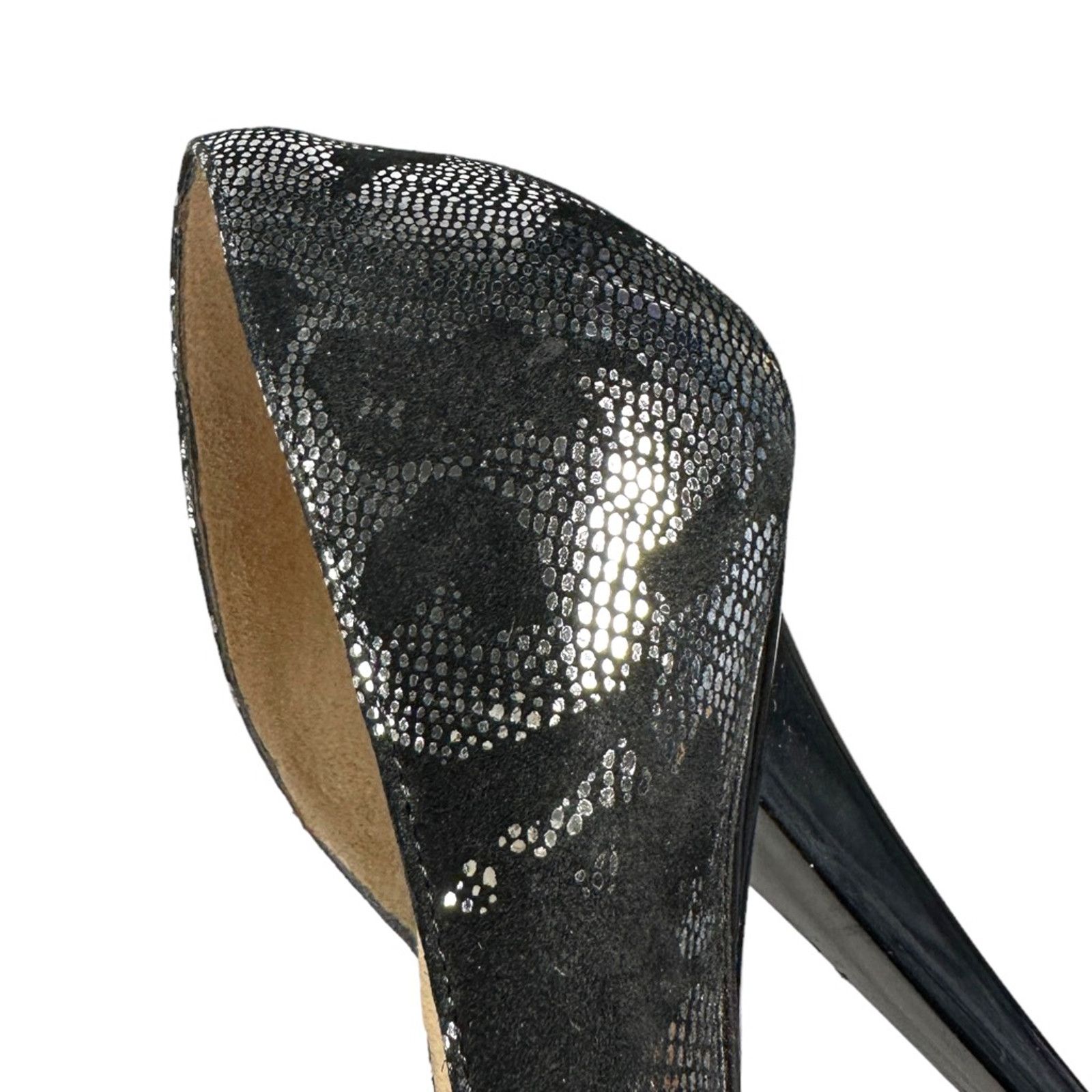 Jimmy Choo Jimmy Choo Gino Heels Pumps Black Metallic Snakeskin 35.5 Size US 5.5 / IT 35.5 - 4 Thumbnail