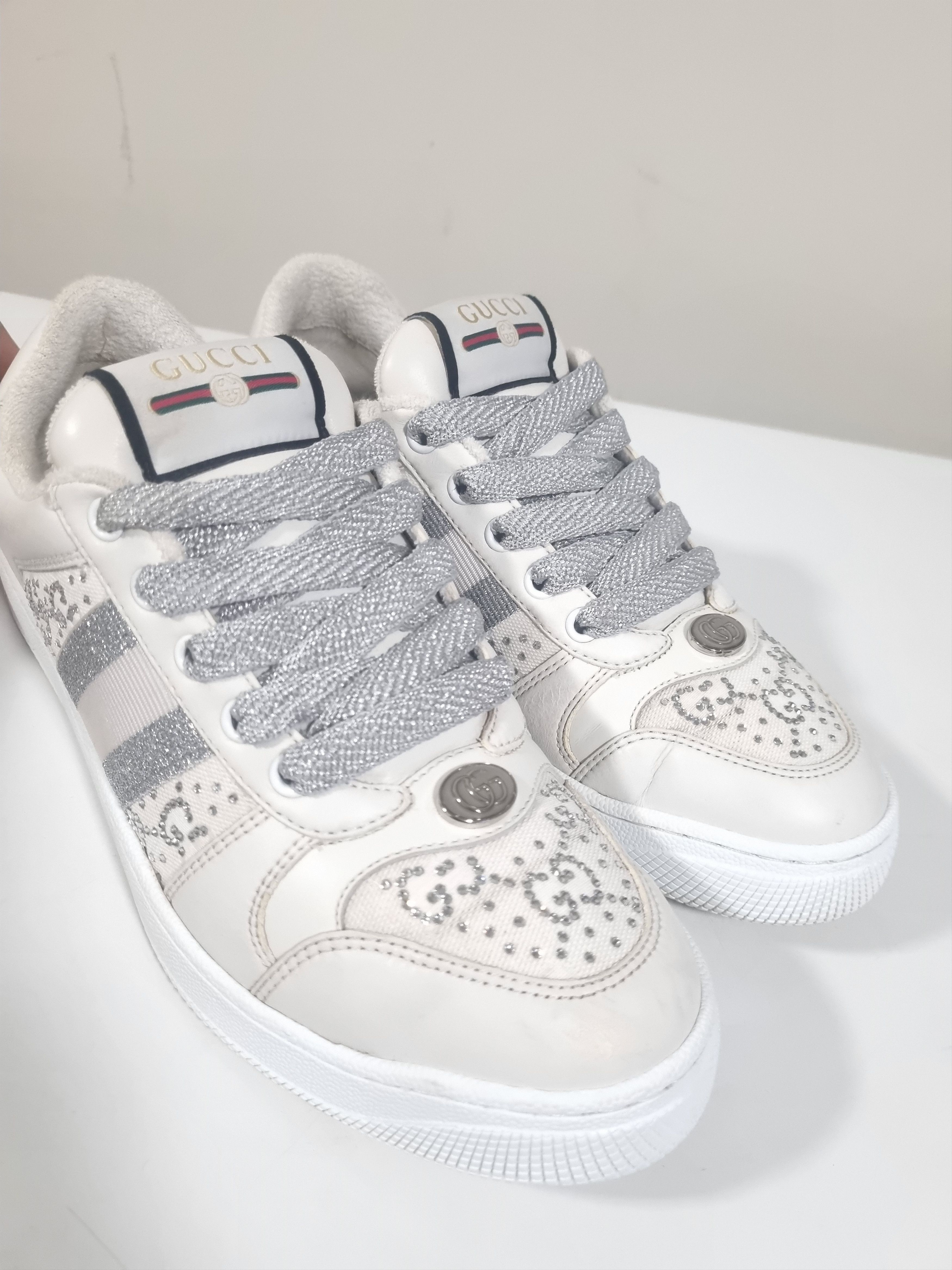 Gucci Gucci Screeners crystals white Size US 8 / IT 38 - 1 Thumbnail