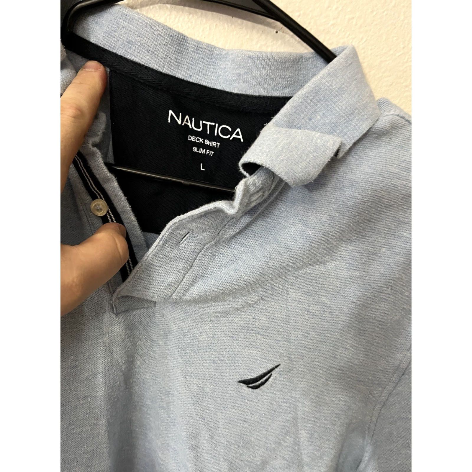 Nautica VINTAGE NAUTICA Deck Shirt Polo Men’s Large Blue Short Sleeve Slim Fit Shirt Size US L / EU 52-54 / 3 - 2 Thumbnail