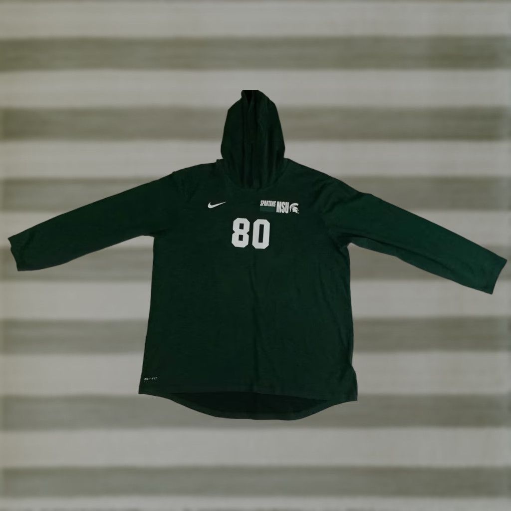 Nike VINTAGE Michigan St. Spartans #80 Nike Tee Dri-fit X-Large Hoodie Lightweight Size US XL / EU 56 / 4 - 1 Thumbnail