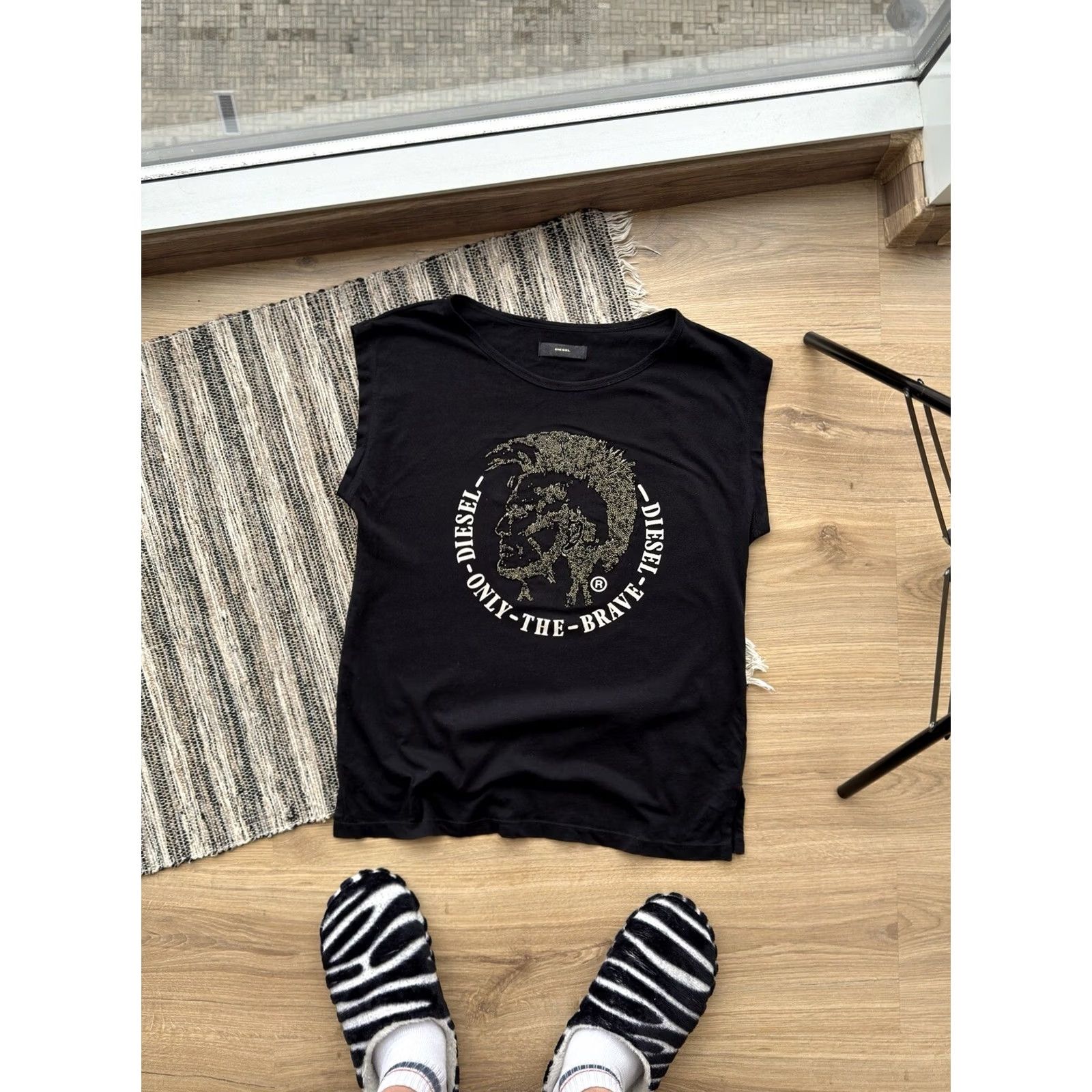 Diesel Diesel Big Logo Rhinestones Y2K Thank Top Shirt S Punk Mens Black Vintage Size US S / EU 44-46 / 1 - 2 Thumbnail