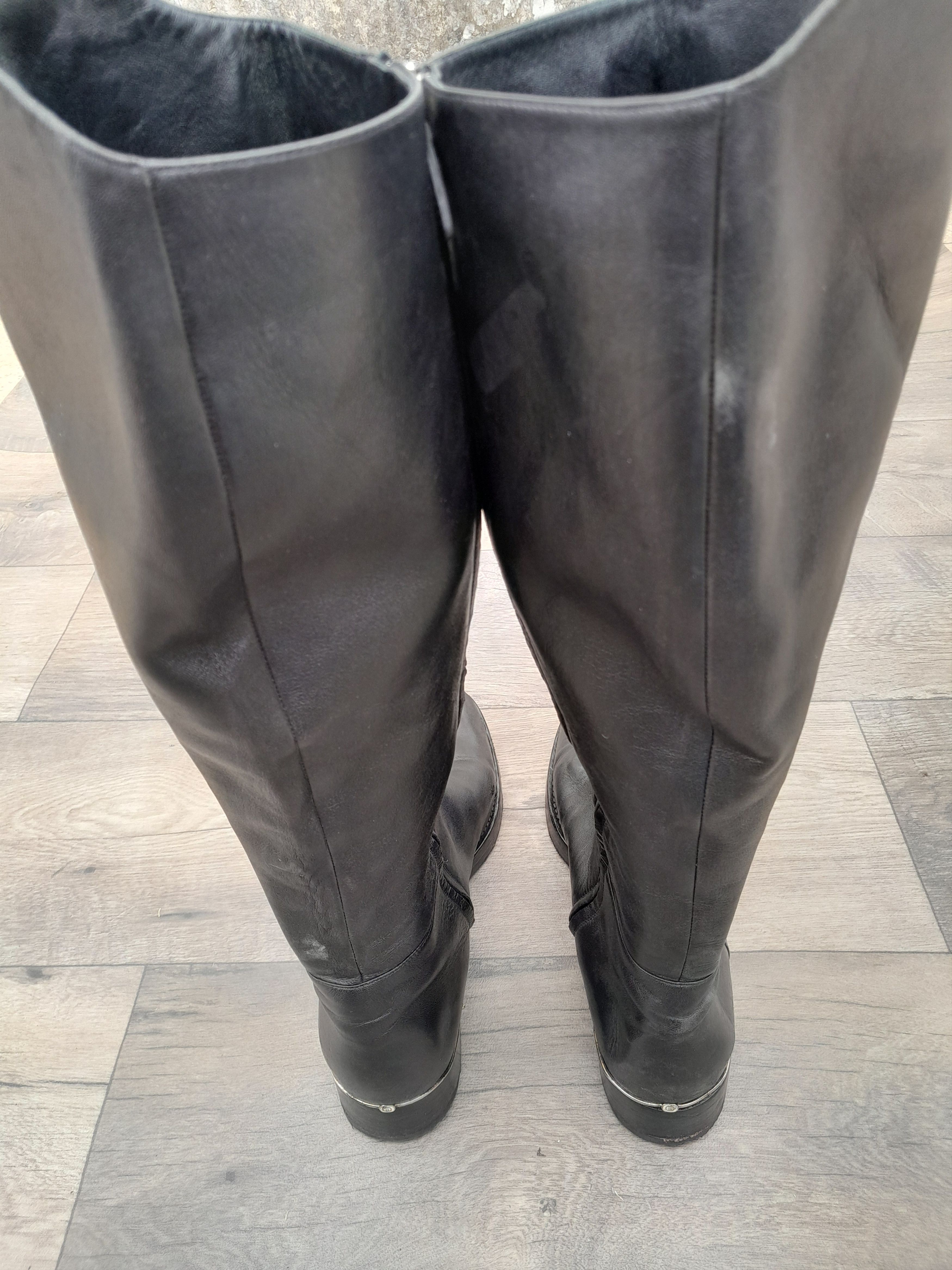 Gucci Gucci Black Leather Stretch Knee High Boots Size US 10 / IT 40 - 10 Thumbnail