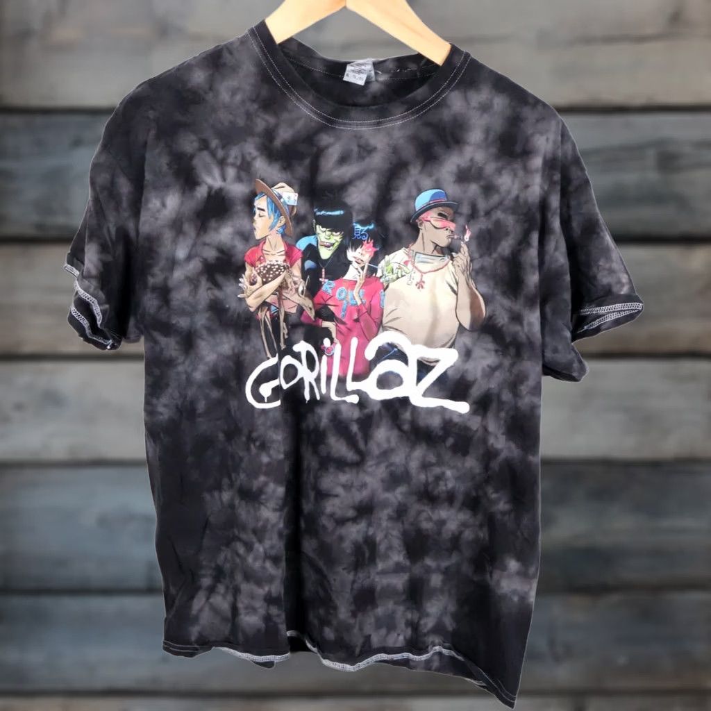 Gildan VINTAGE Gorillaz T-Shirt Mens Large Gray Tie Dye Graphic Print Band 90s Size US L / EU 52-54 / 3 - 1 Thumbnail
