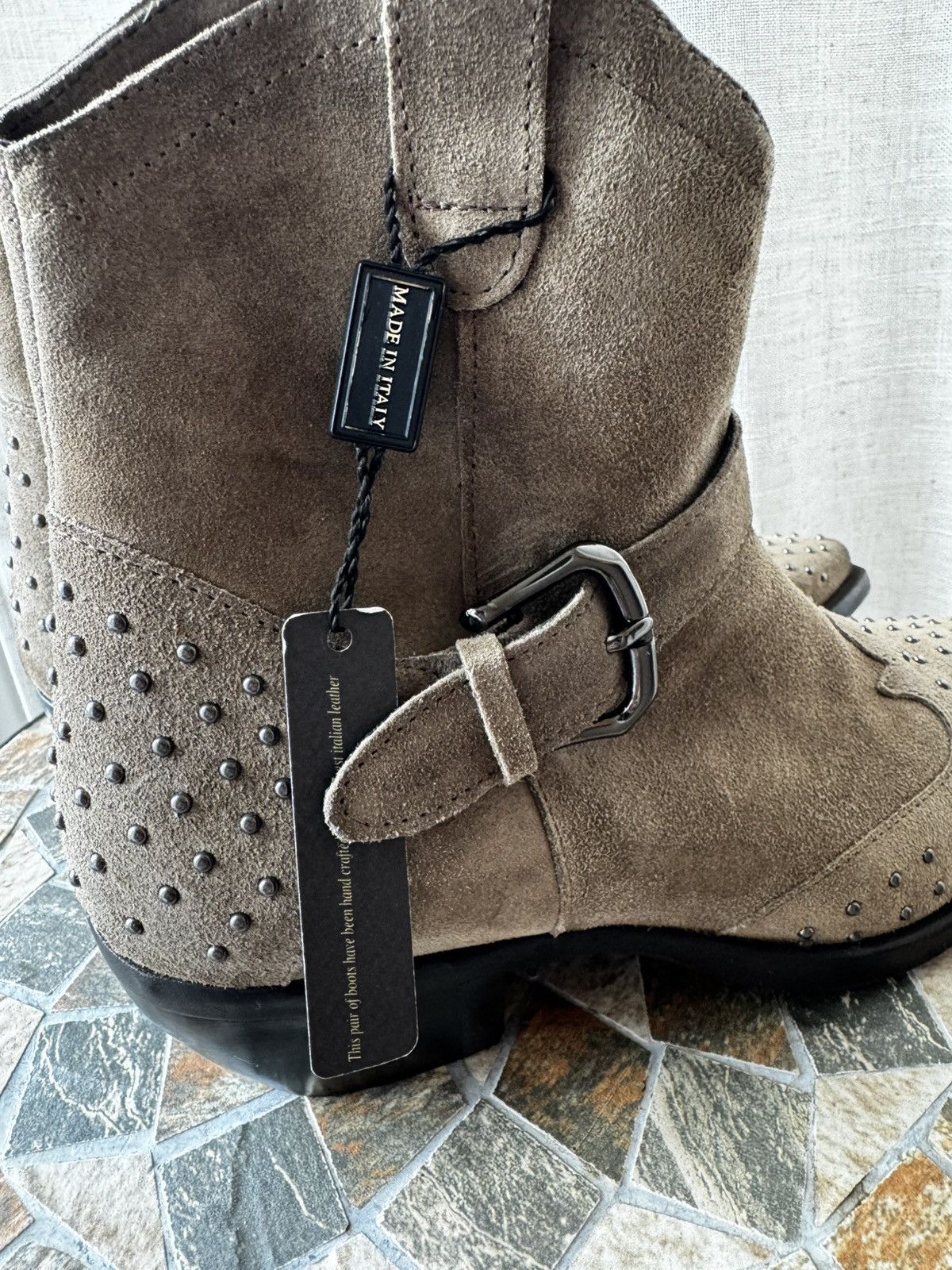 Other Emanuele Crasto Studded Taupe Suede Boots — Made in Italy Size US 8 / EU 41 - 4 Thumbnail