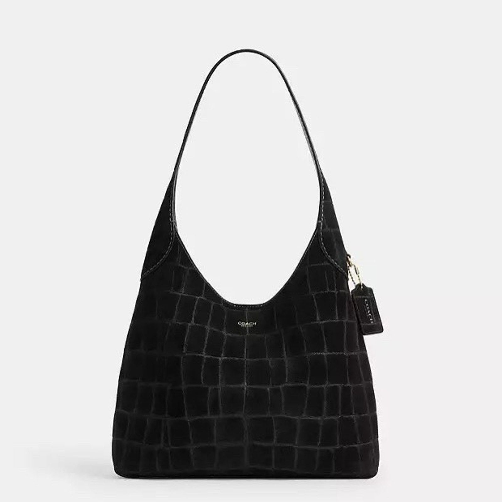 Coach NWT COACH Brooklyn Shoulder Bag 28 Suede CCJ00 Brass/Black Size ONE SIZE - 6 Thumbnail
