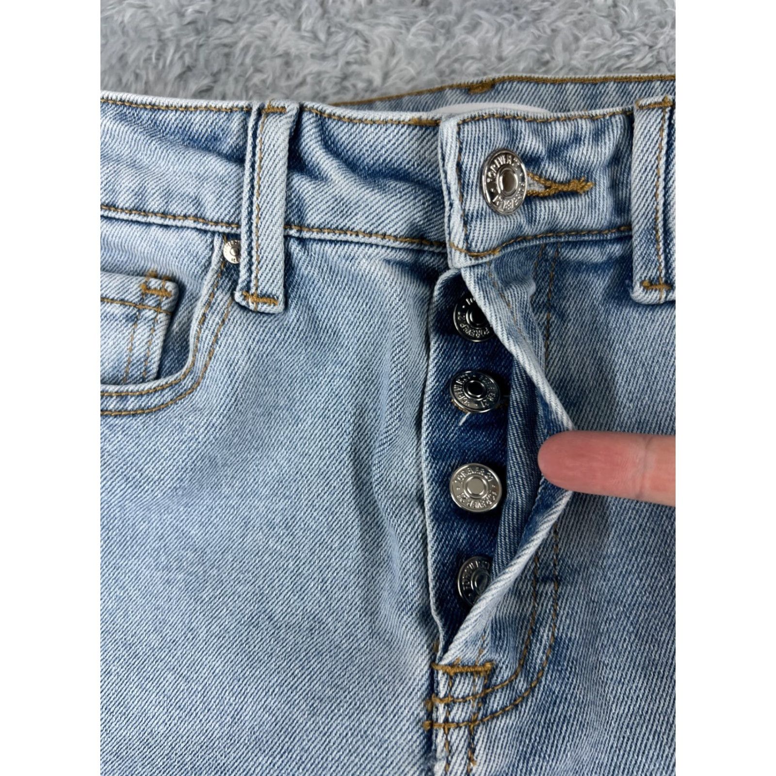 Forever 21 FOREVER 21 Jeans Women 24 Blue Denim Flared Slit Ankle Mid Cotton 24x29 Vintage No Size 42" / US 20 - 5 Thumbnail