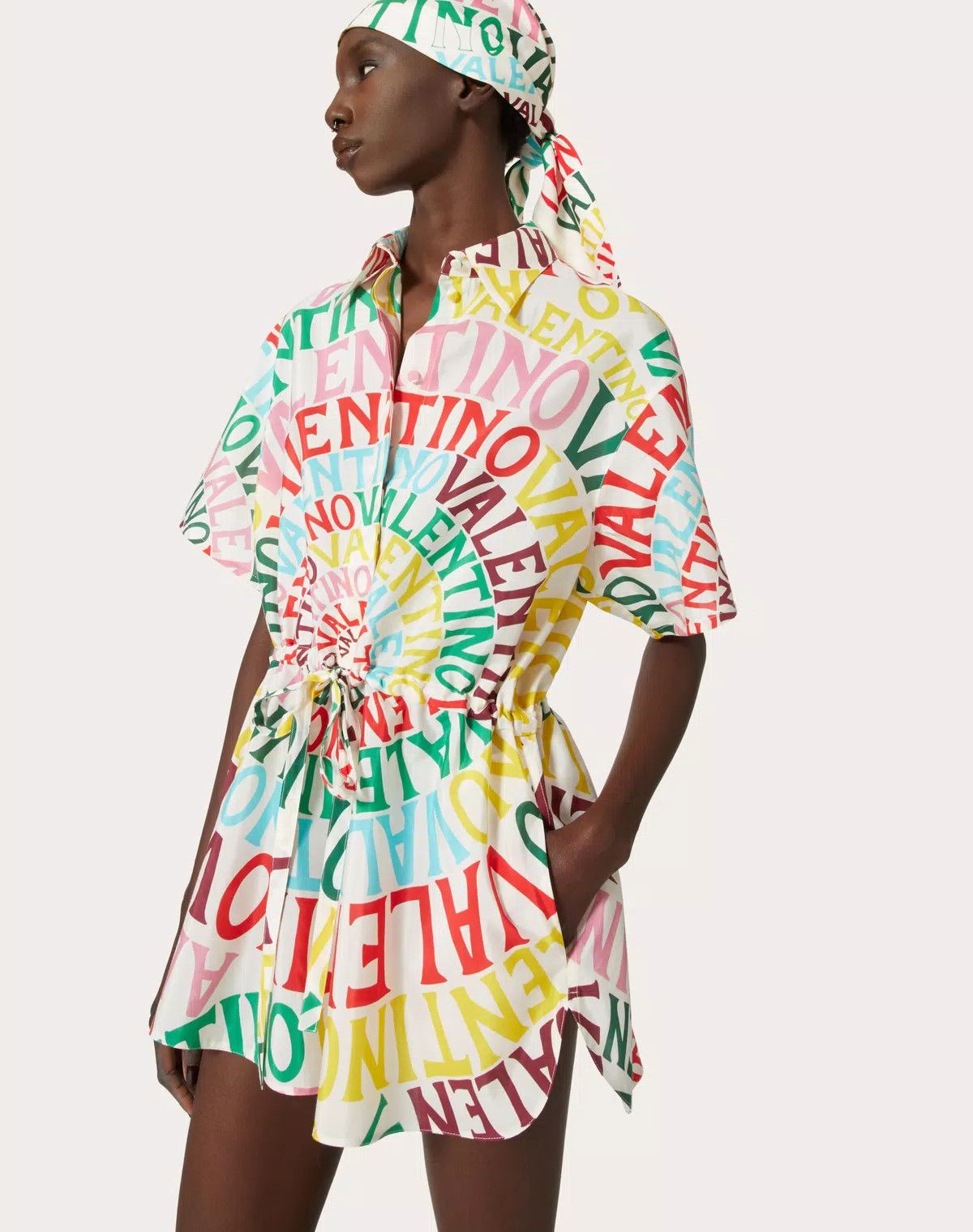 Valentino o1s1wg110625 Loop Poplin Dress in Multicolor Size M / US 6-8 / IT 42-44 - 6 Thumbnail