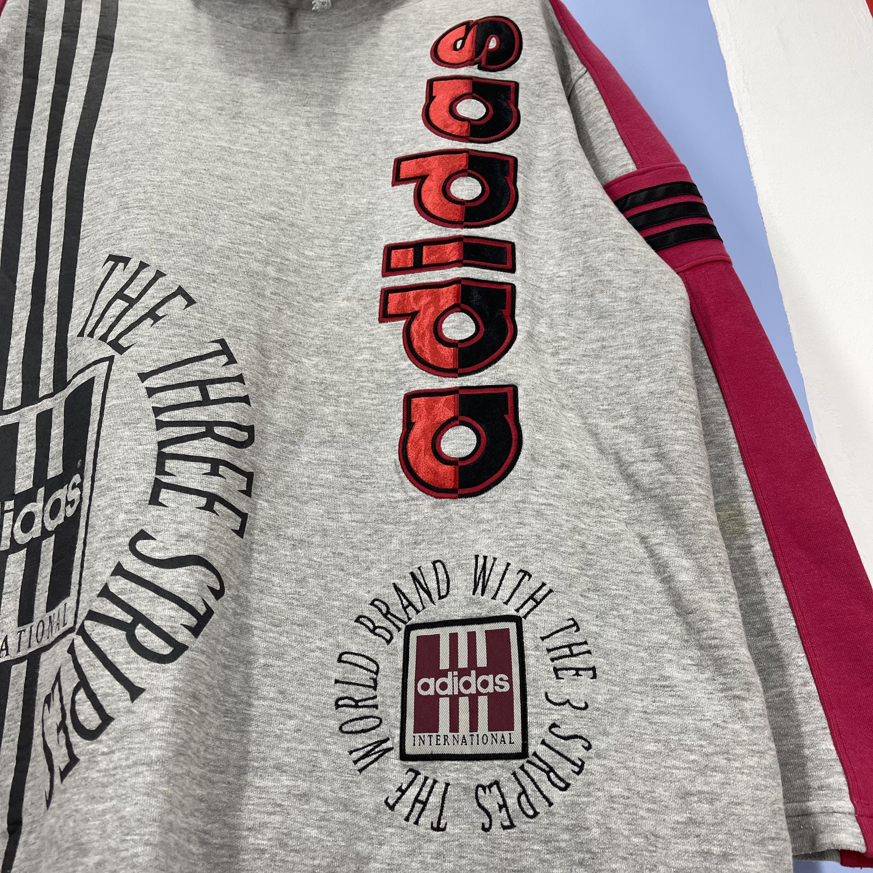 Adidas 90s Vintage ADIDAS THREE STRIPE Sweatshirt Jumper #1239/AQ Size US L / EU 52-54 / 3 - 4 Thumbnail
