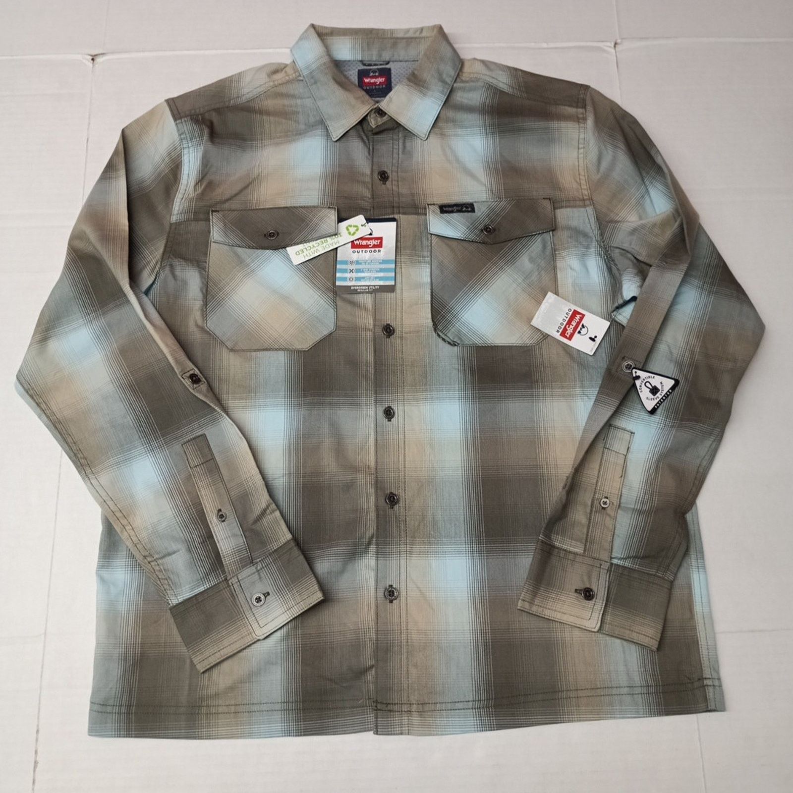 Wrangler Wrangler Shirt Mens L Gray Plaid Convertible Sleeves Utility Size US L / EU 52-54 / 3 - 1 Thumbnail