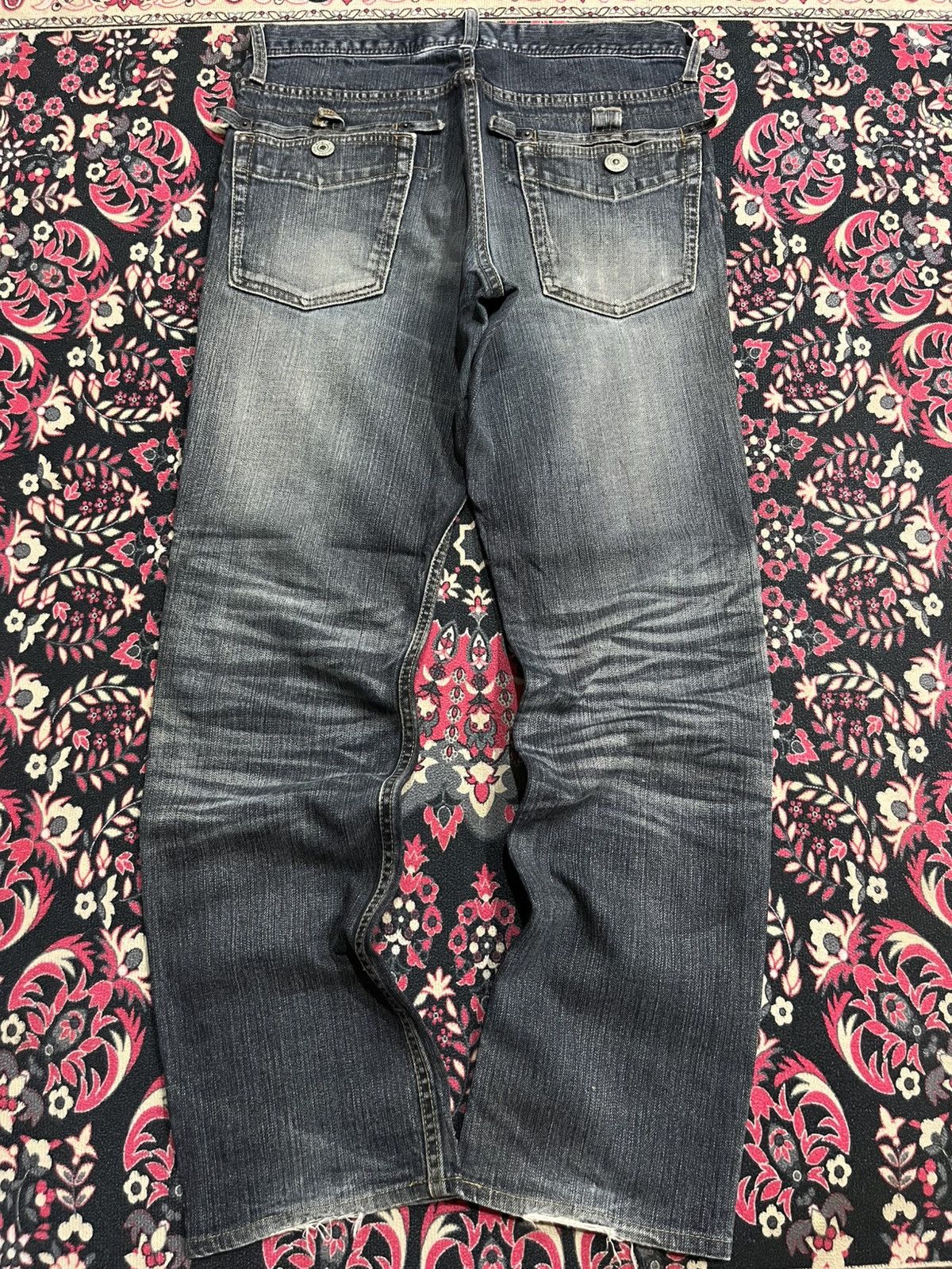 Japanese Brand Difference Rupert Dark Faded Washed Whisker Ripped Jeans Size US 30 / EU 46 - 2 Thumbnail