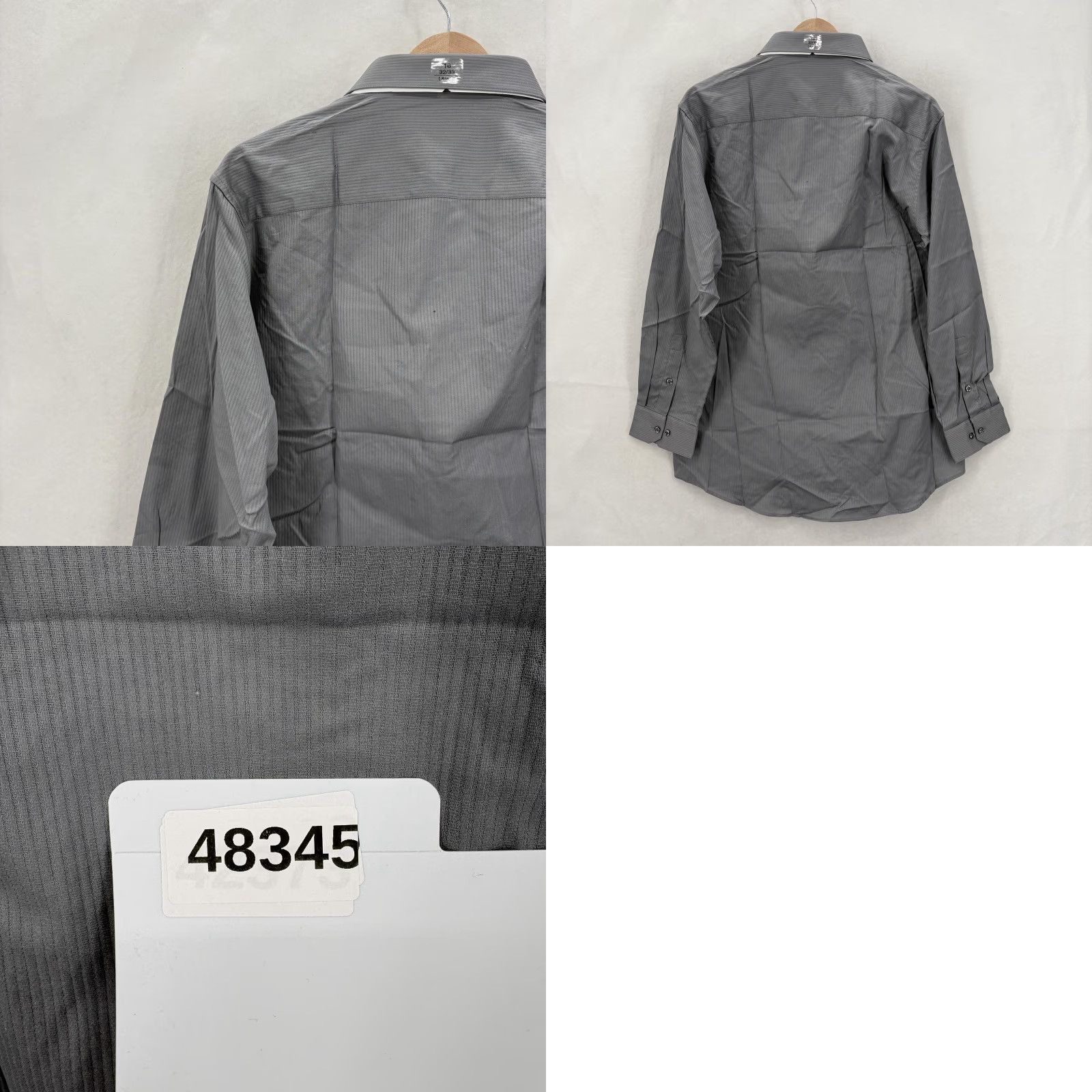 Alfani Alfani Dress Shirt Mens Large 16 32/33 Gray Stripe Fitted Easy Care Cotton NWT Shirt Size 42R - 9 Thumbnail