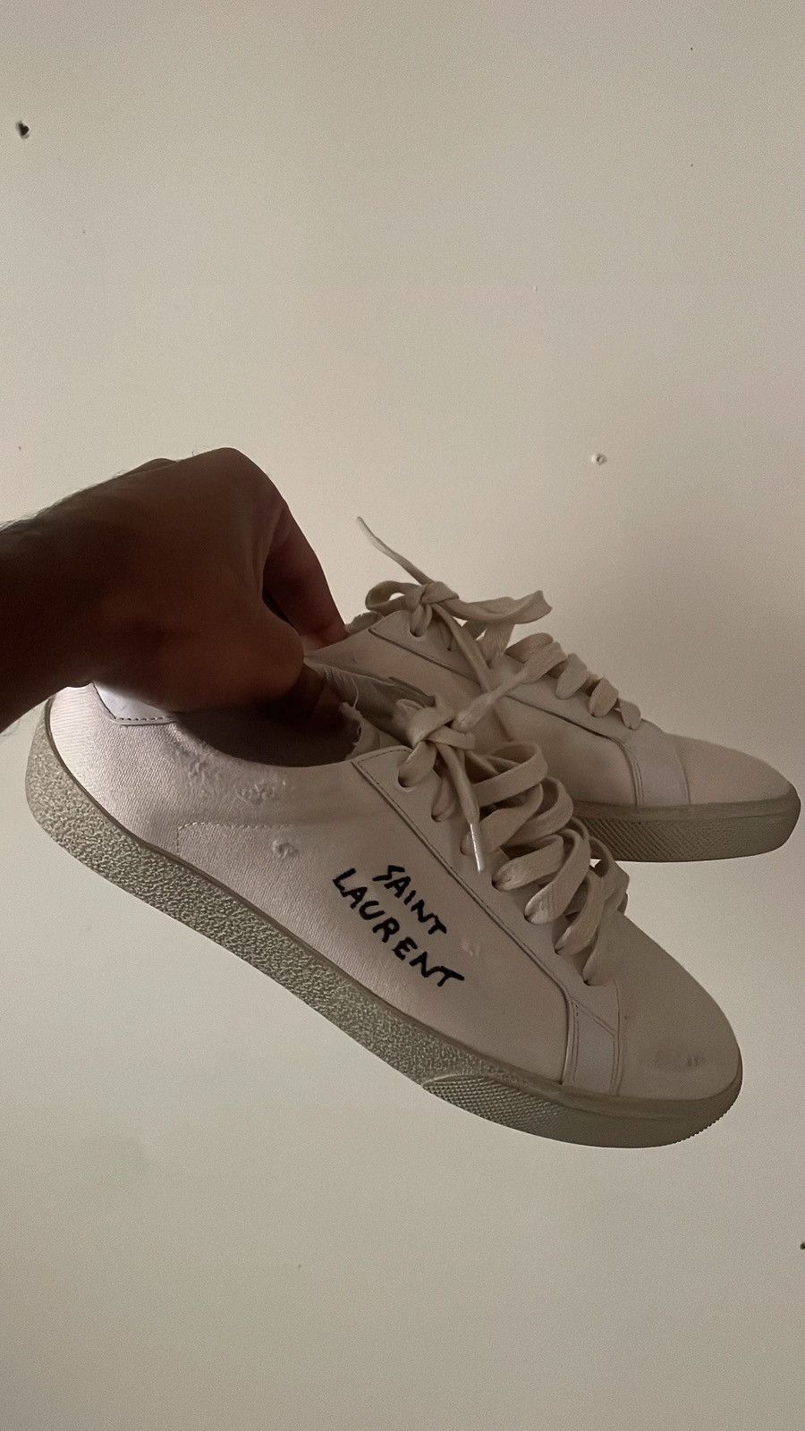 Yves Saint Laurent Off-White Worn-Look Court Classic SL/06 Sneakers Size US 7 / EU 40 - 2 Thumbnail