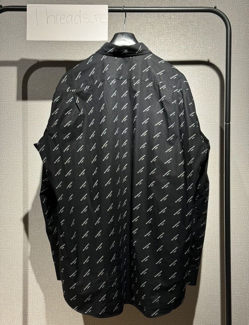 Balenciaga Balenciaga Men's Black Allover Logo Shirt Size US M / EU 48-50 / 2 - 3 Thumbnail