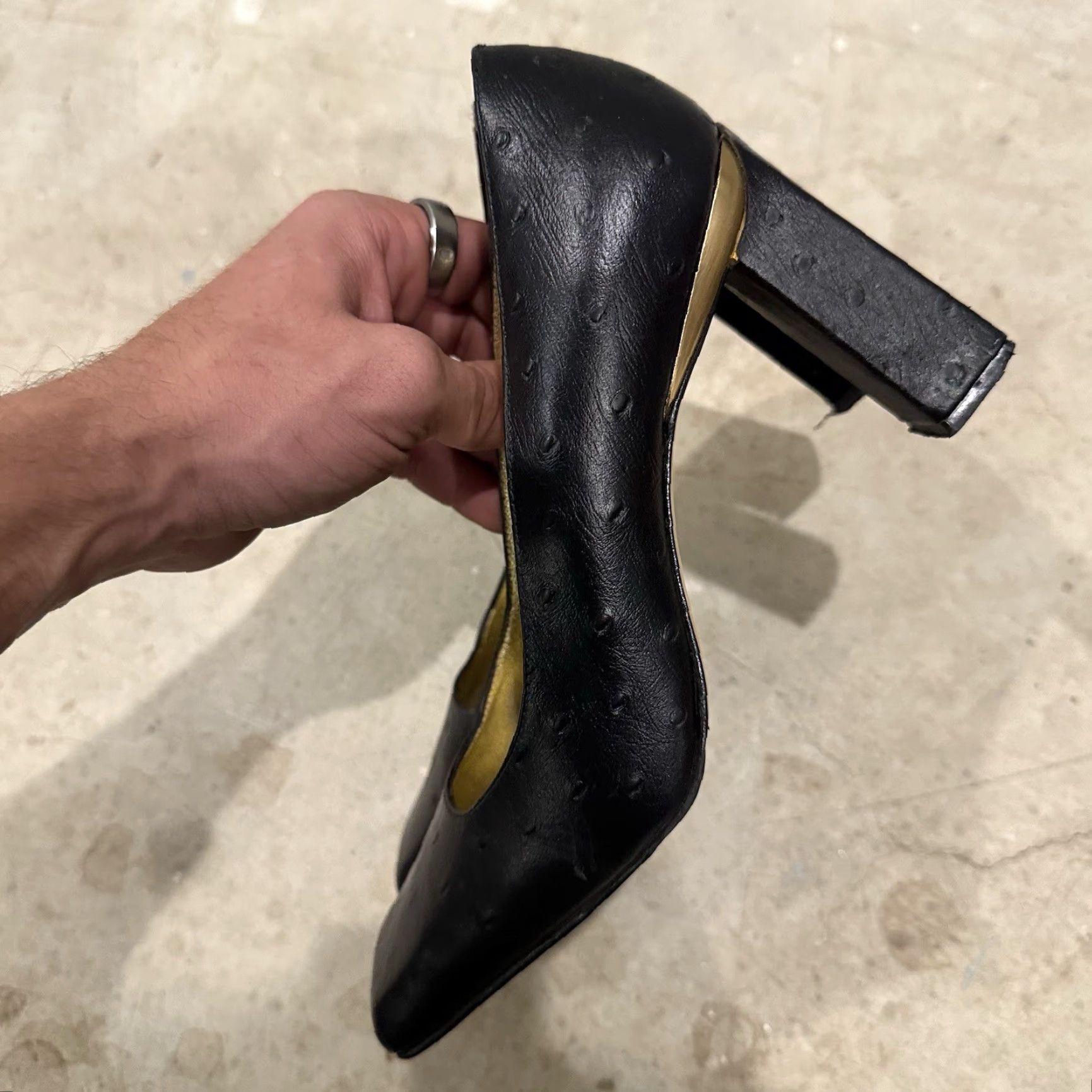 Vintage VINTAGE Timothy Hitsman Heels Women Pump Square Toe Leather Black 8.5 M Spain Size US 9 / IT 39 - 6 Thumbnail