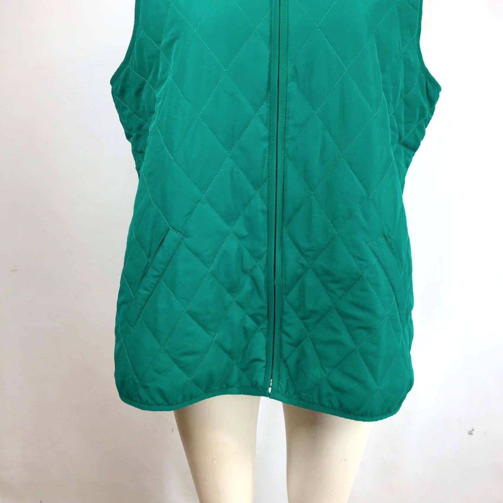 Coldwater Creek Coldwater Creek Womens Quilted Vest Emerald Green Diamond Stitch Zip Up L Size L / US 10 / IT 46 - 3 Thumbnail