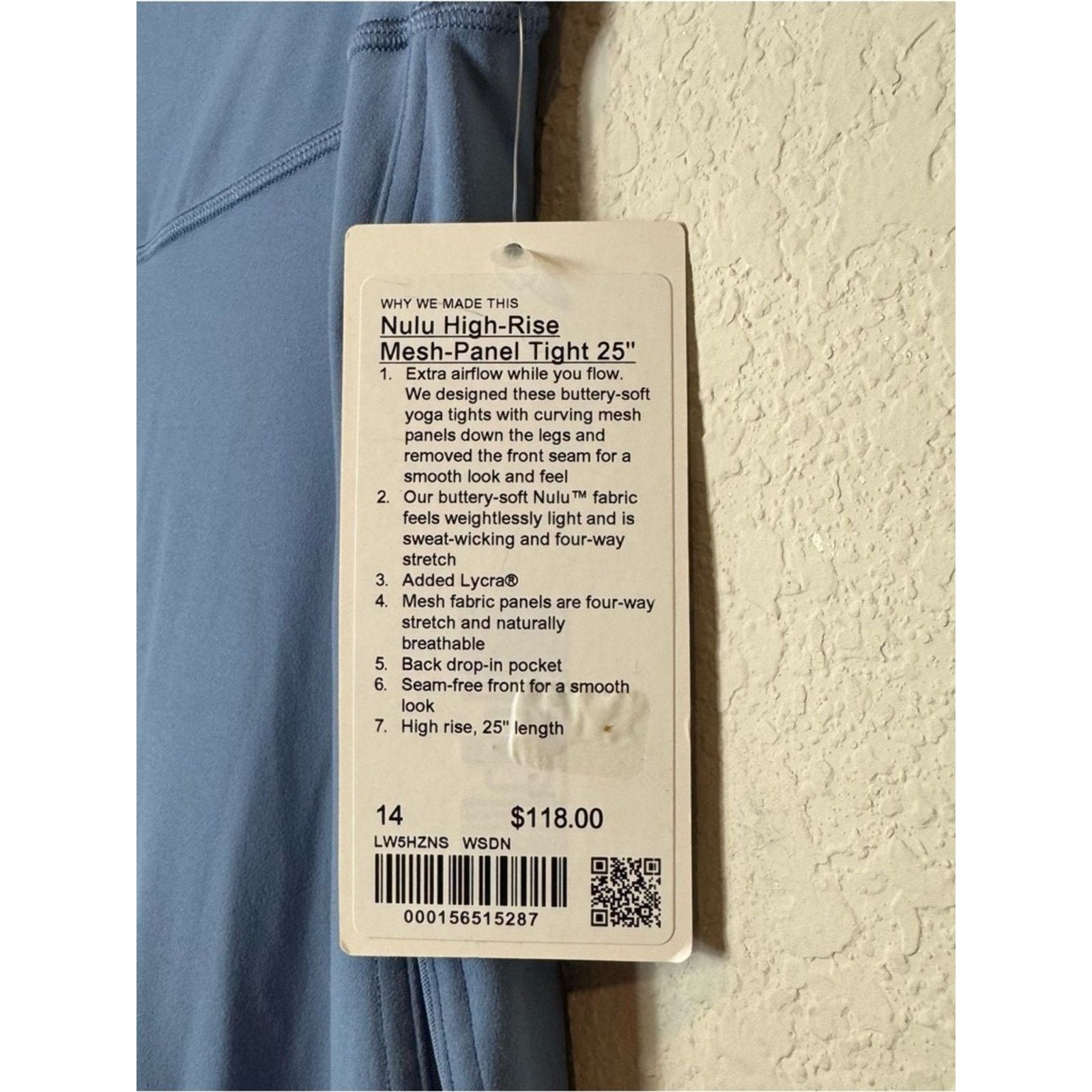 Lululemon Lululemon High Rise Mesh Panel 25 inch Leggings Blue sz 14 Size 36" / US 14 / IT 50 - 6 Thumbnail