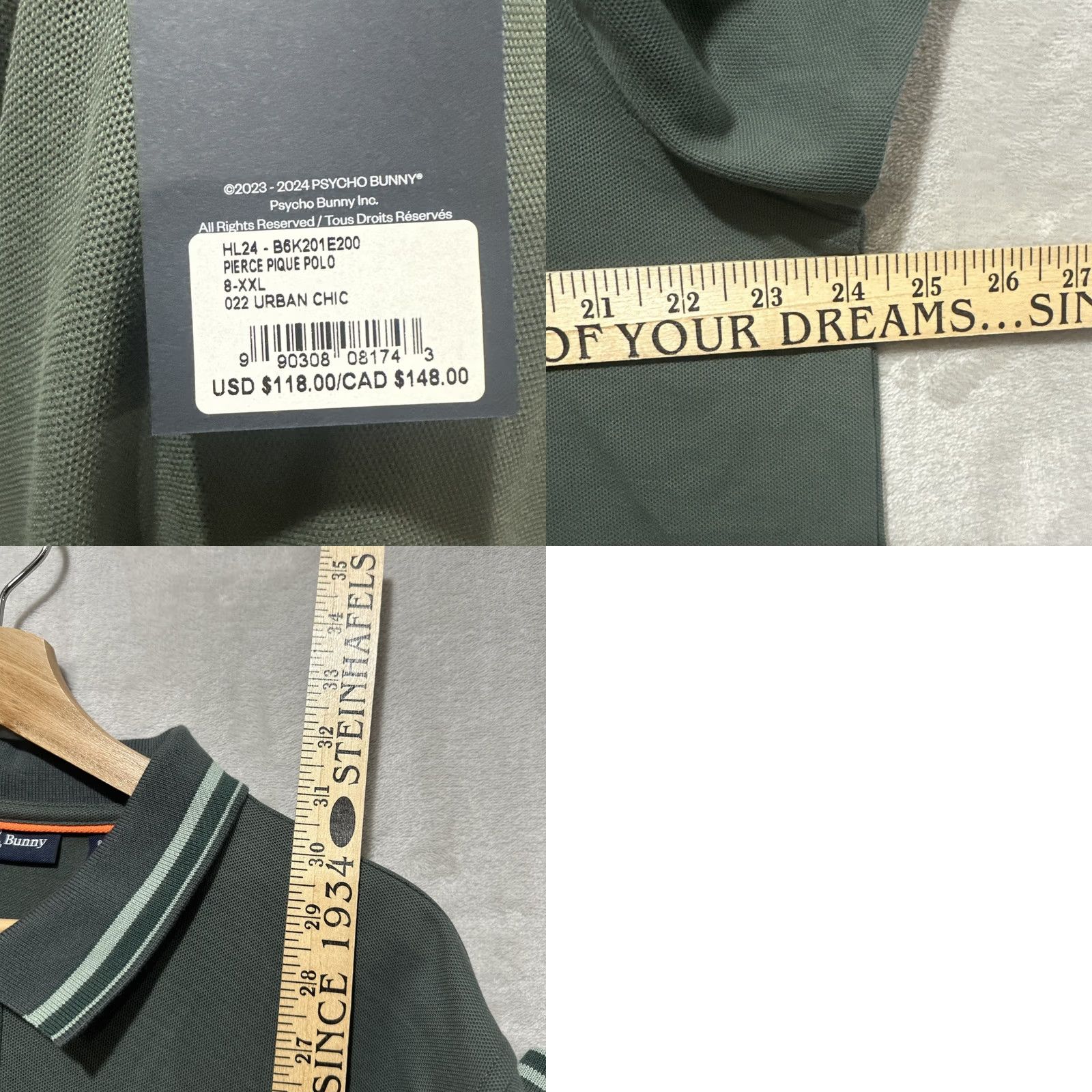 Psycho Bunny Psycho Bunny Pierce Pique Polo Shirt Men 2XL Green Short Sleeve Ribbed Cuffs NWT Shirt Polo Mens Green 2XL Size US XXL / EU 58 / 5 - 8 Thumbnail