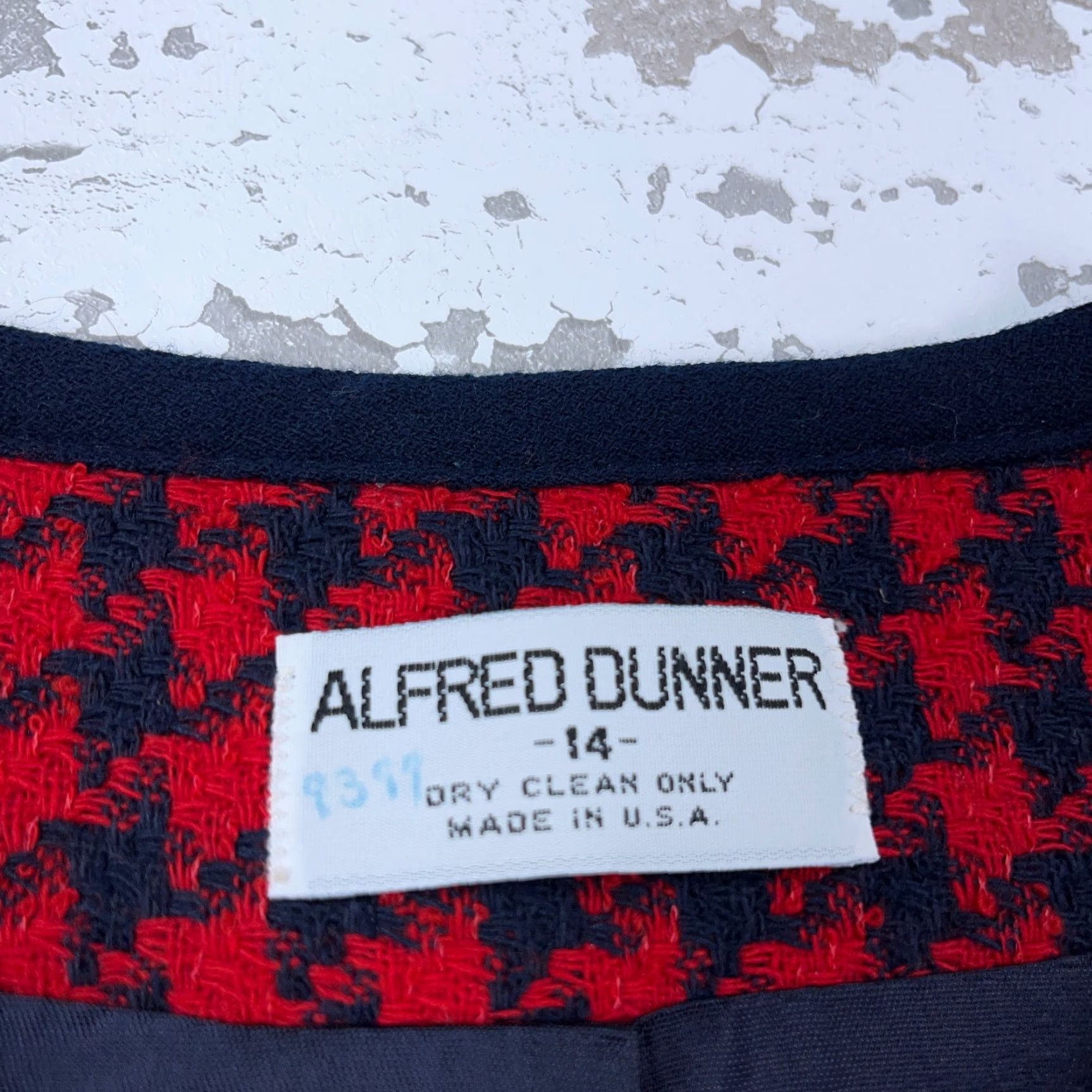 Vintage VINTAGE Alfred Dunner Blazer Jacket Women 14 Red Blue Wool Pea Coat Herringbone Button Collared Pockets Regular Size 14 Womens Fall Winter 90s Size XL / US 12-14 / IT 48-50 - 4 Thumbnail
