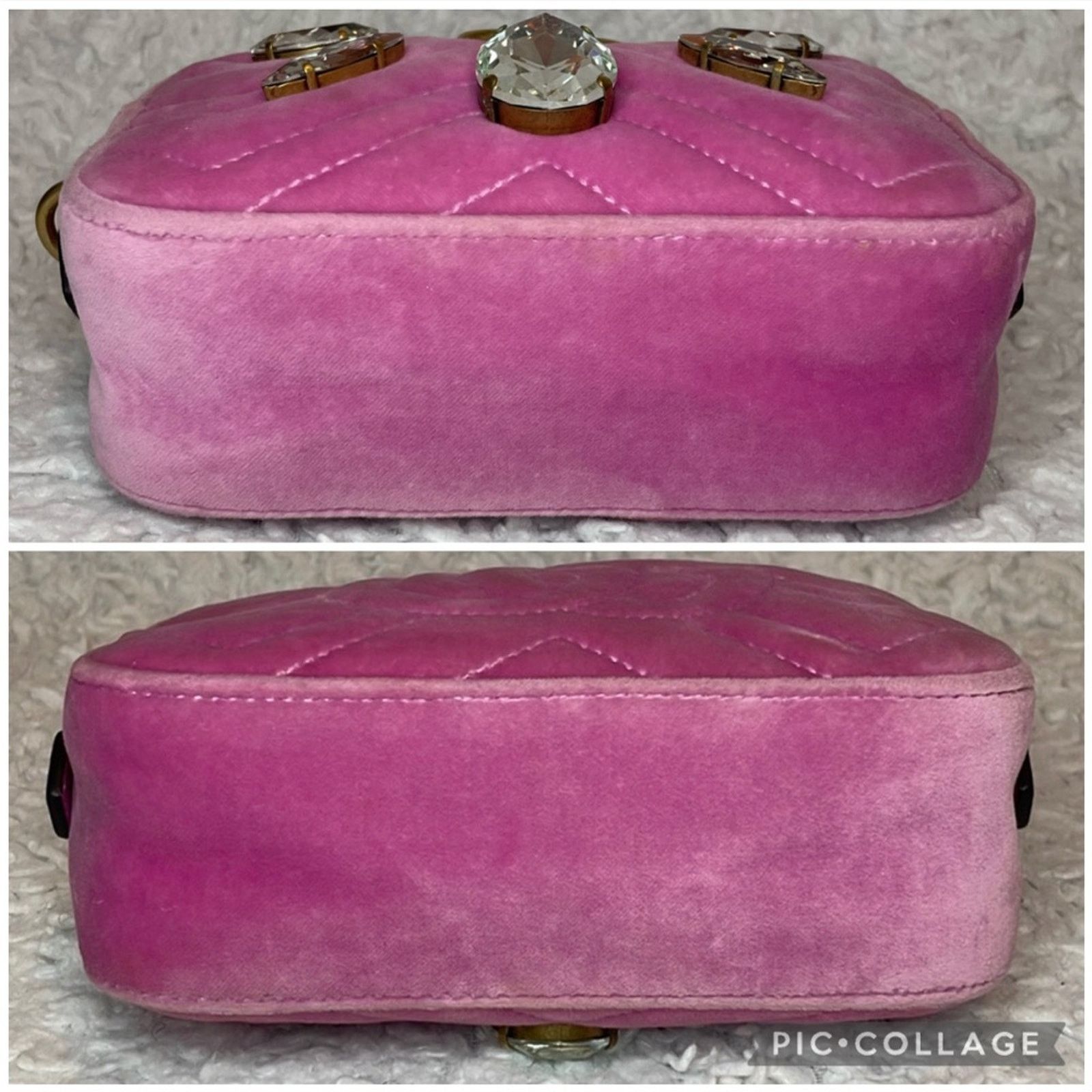 Gucci Gucci GG Marmont Velvet Crystal Mini Bag Pink 448065 Size ONE SIZE - 8 Thumbnail