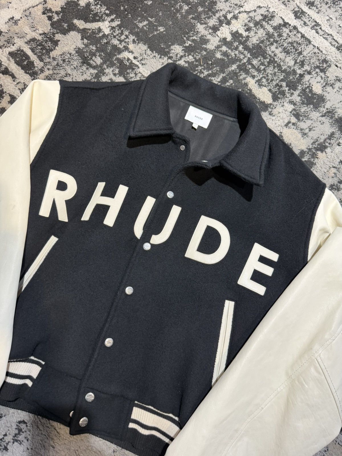 Rhude RHUDE Varsity Leather Jacket Size US L / EU 52-54 / 3 - 2 Thumbnail