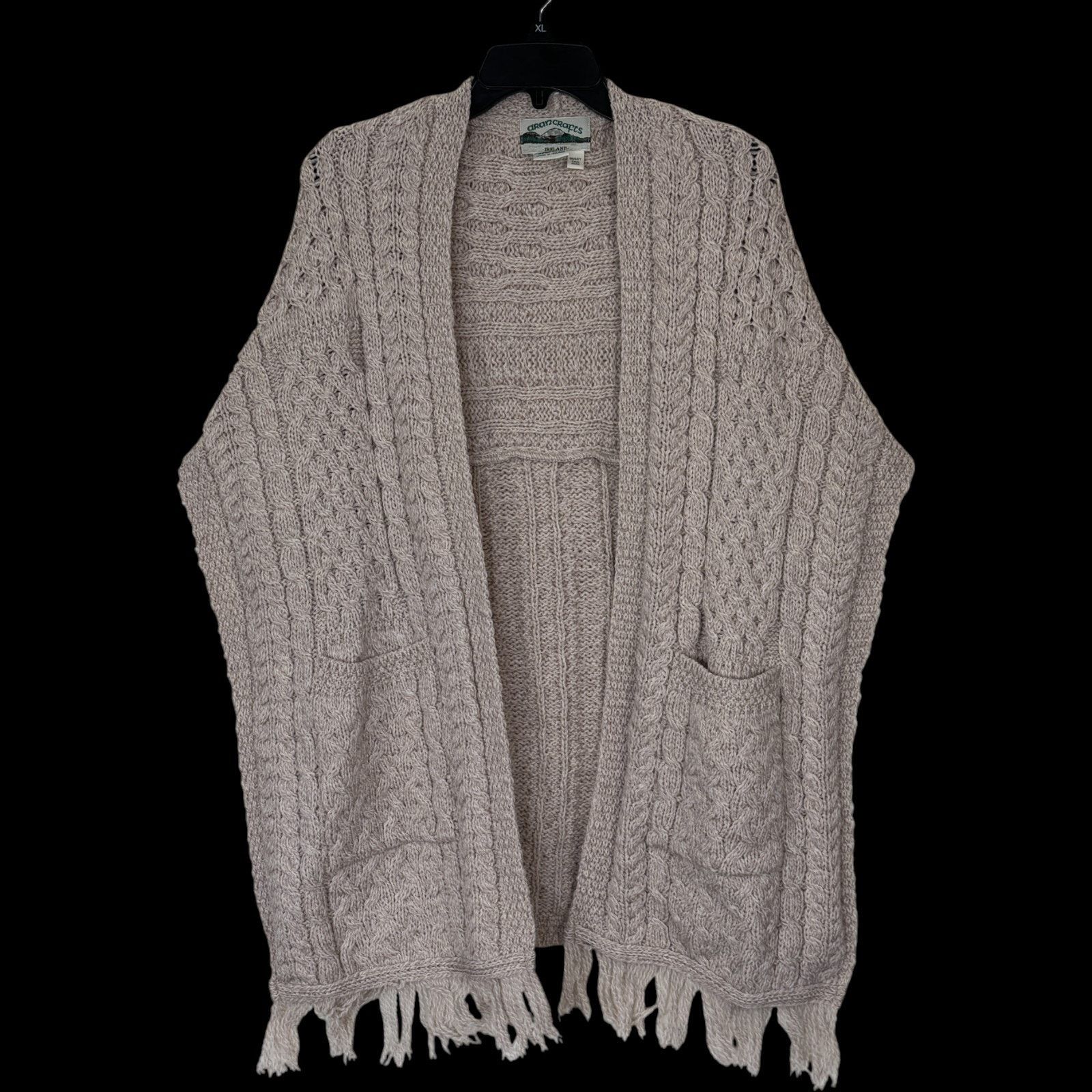 Aran Crafts Aran Craft 100% Merino Wool Shawl Fringe Trim Parsnip Size ONE SIZE - 9 Thumbnail