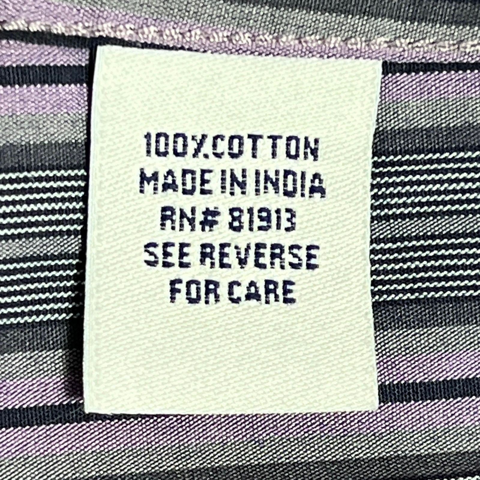 Robert Graham Robert Graham Mens Purple Gray Striped Flip Cuff Shirt Sz XL Size US XL / EU 56 / 4 - 7 Thumbnail
