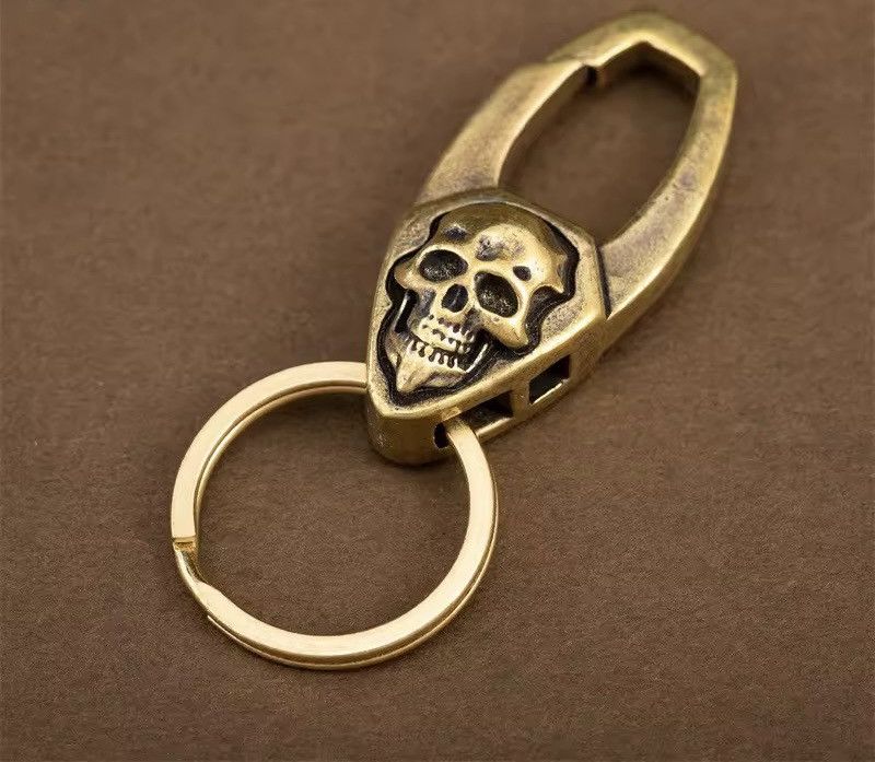 Jewelry Metal Brass Gothic Skull Face Skeleton Keychain Size ONE SIZE - 1 Thumbnail