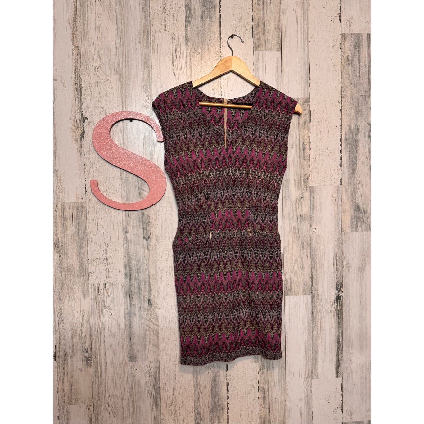 Other Ark & Co. Metallic Chevron Knit Bodycon Dress Small Pink Bla Size S / US 4 / IT 40 - 10 Thumbnail