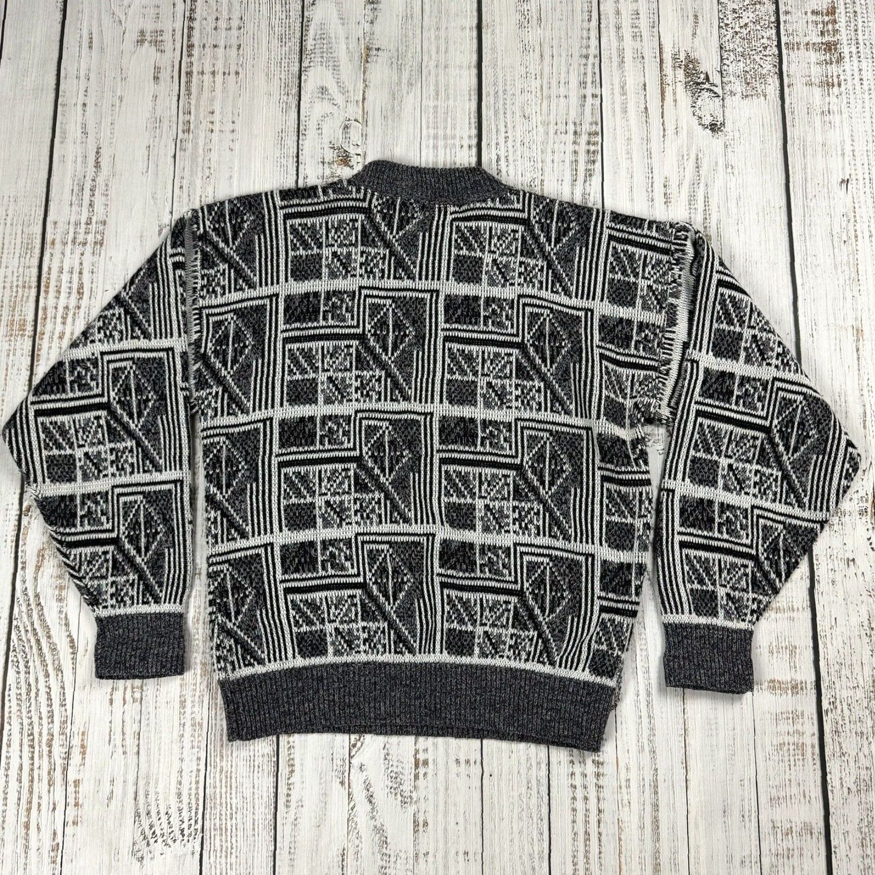 Sears VINTAGE Sears Roebuck Abstract Geometric Pullover Sweater Men's Large Gray 90s Size US L / EU 52-54 / 3 - 7 Thumbnail