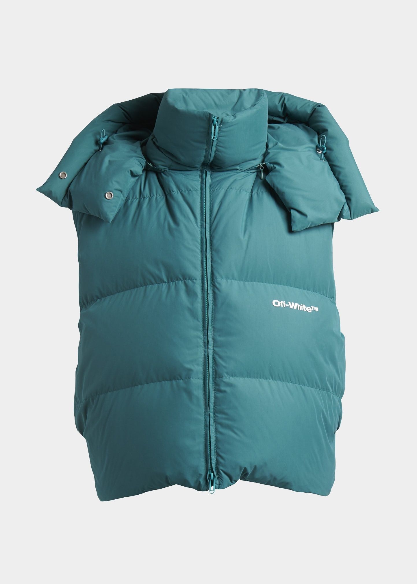 Off-White o1y0225 Logo Shell Hooded Vest in Emerald Green Size US S / EU 44-46 / 1 - 1 Thumbnail