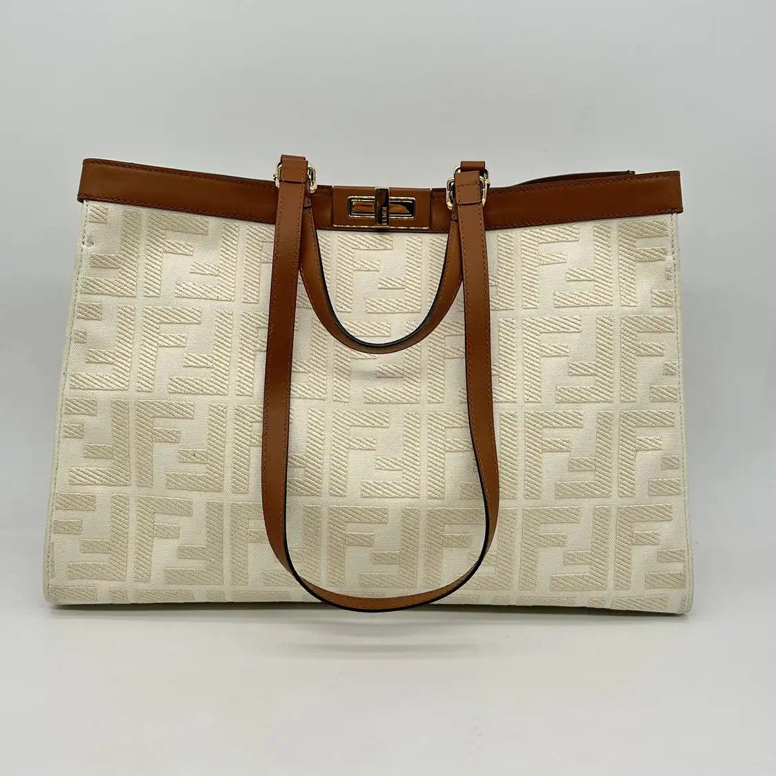 Fendi FENDI Peekaboo Medium white canvas handbag Size ONE SIZE - 1 Thumbnail