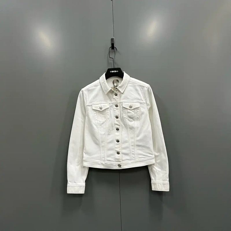 Burberry Burberry White Cotton Jacket for Women Size L / US 10 / IT 46 - 1 Thumbnail