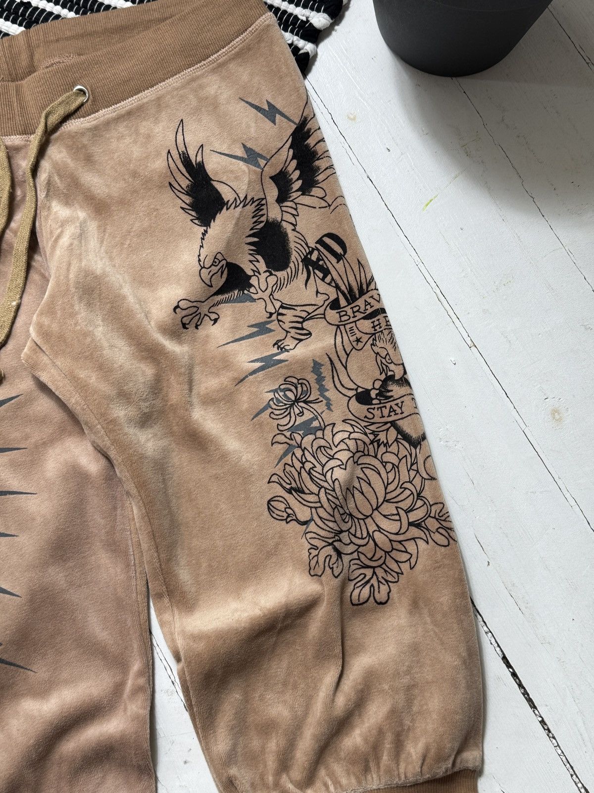 Ed Hardy VINTAGE ED HARDY VELOUR PRINTED 2000s TRACKSUIT SET Size M / US 6-8 / IT 42-44 - 13 Thumbnail