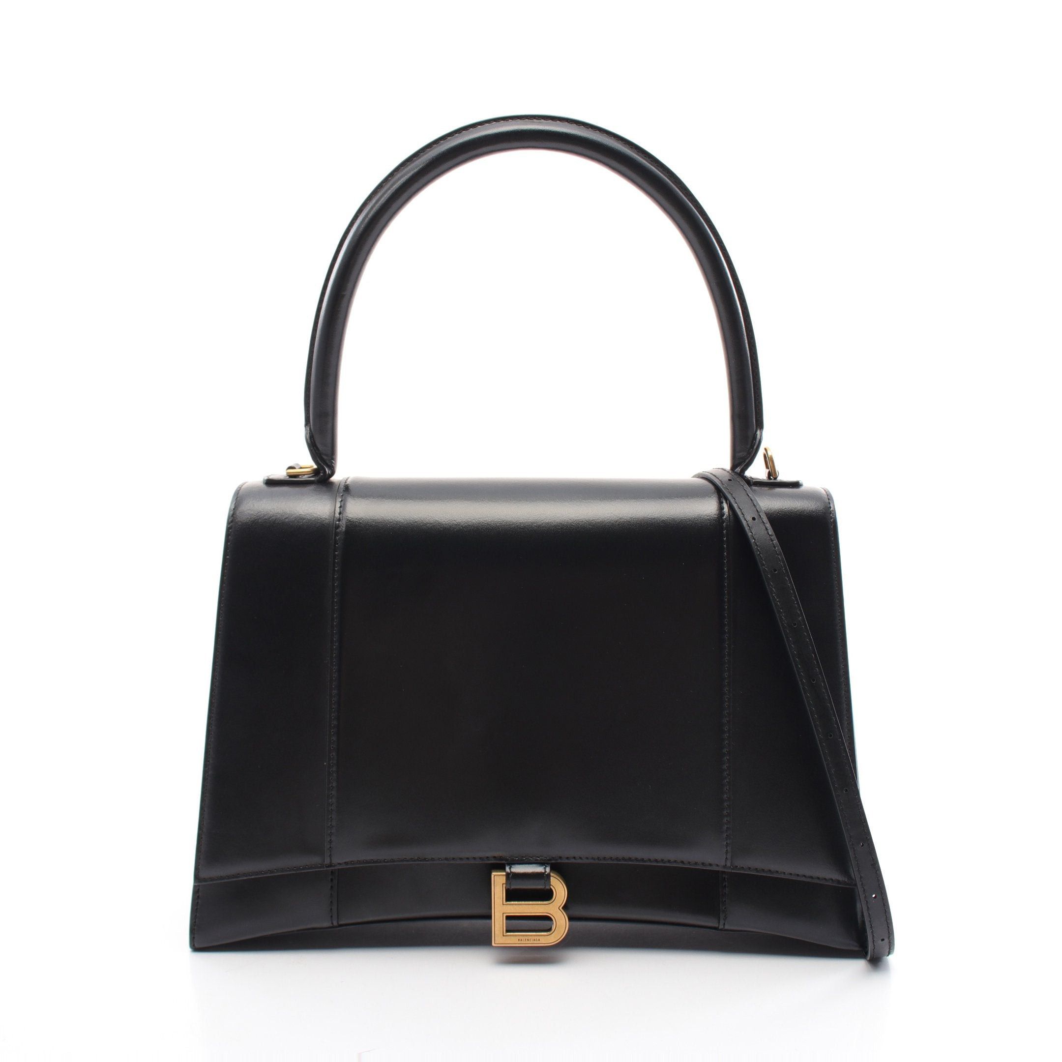 Balenciaga Balenciaga Hour Glass Handbag Leather Black Size ONE SIZE - 1 Thumbnail