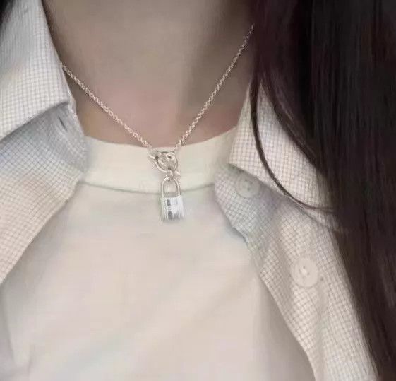 Hermes HERMES 925 Silver Lock Pendant Necklace 40cm M127 New Size ONE SIZE - 7 Thumbnail