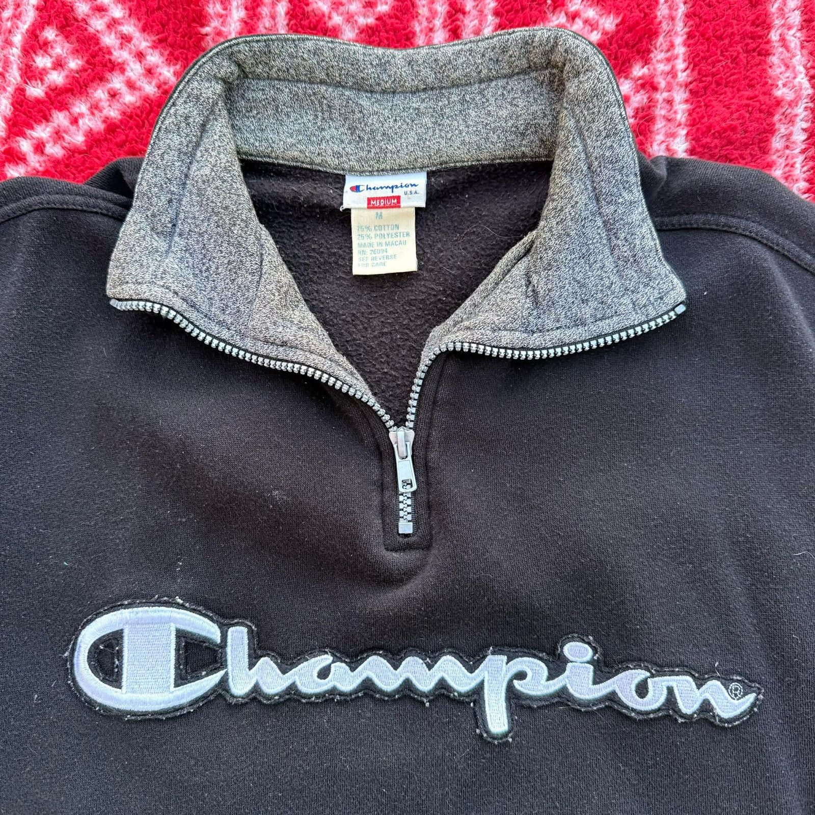 Champion Vintage Champion USA 1/4 Zip Fleece Sweatshirt Medium Size US M / EU 48-50 / 2 - 2 Thumbnail