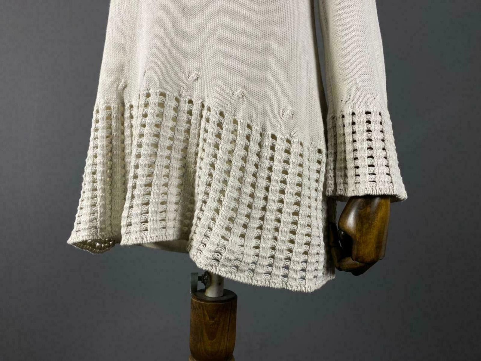 Designer Ladies Hemisphere Beige Knit Long Sleeve Short Dress Size 34 Size M / US 6-8 / IT 42-44 - 4 Thumbnail