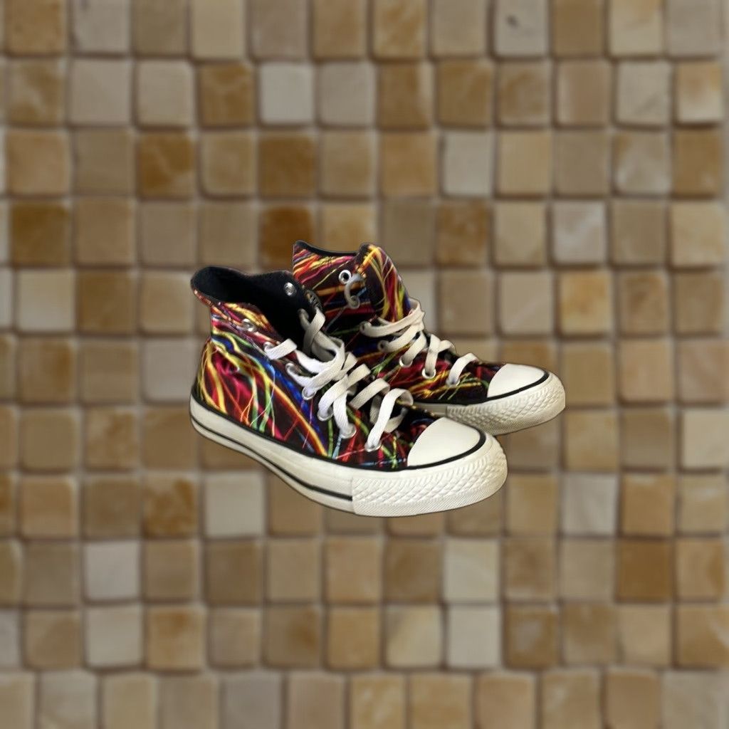 Converse Converse Hi-Top Laser Neon Striped Sneakers - Mens Size 4/Womens Size 6 Size US 4 / IT 34 - 1 Thumbnail