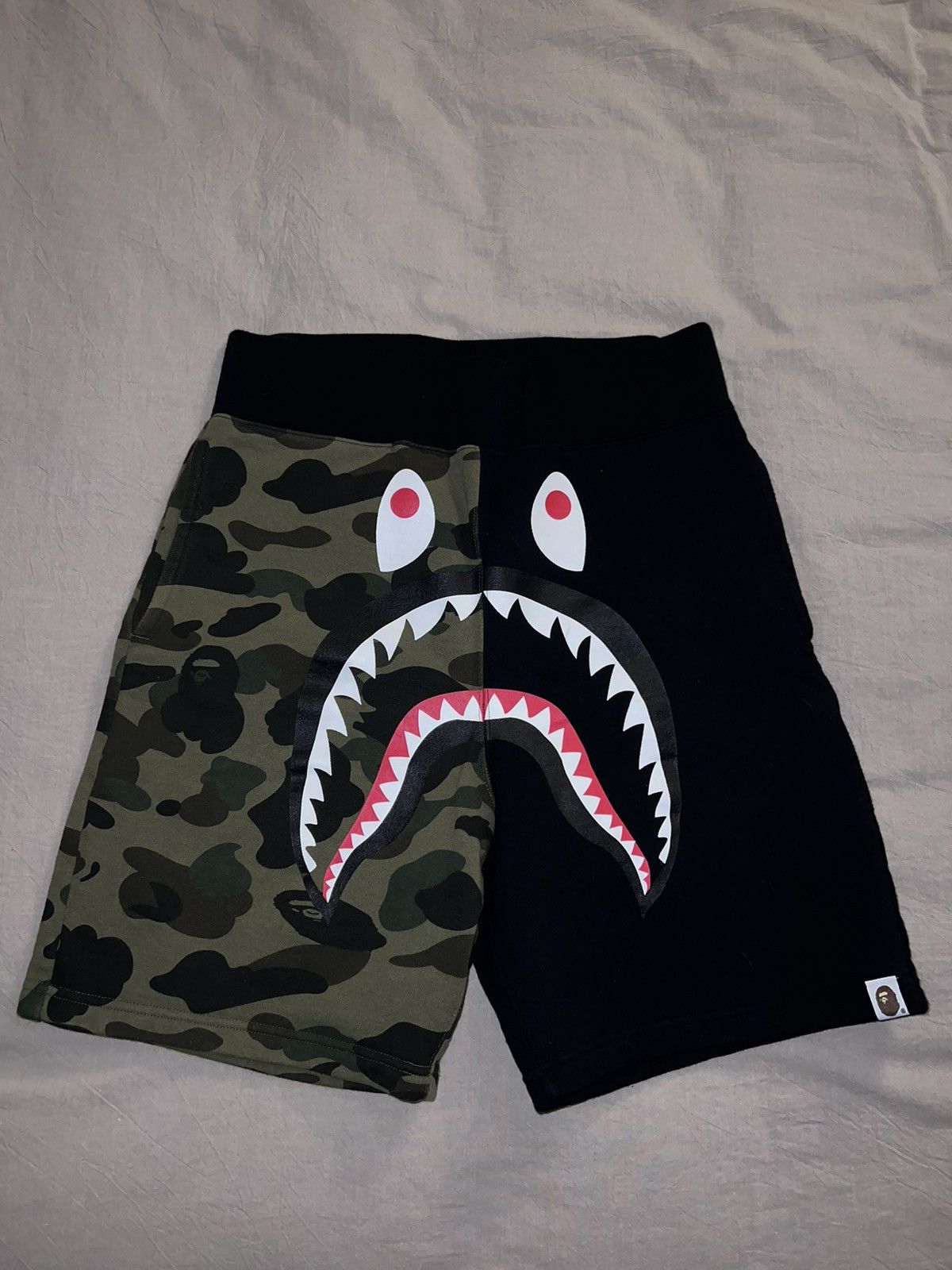 Image of Bape 1St Camo Shark Sweat Shorts in Black, Men's (Size 30)